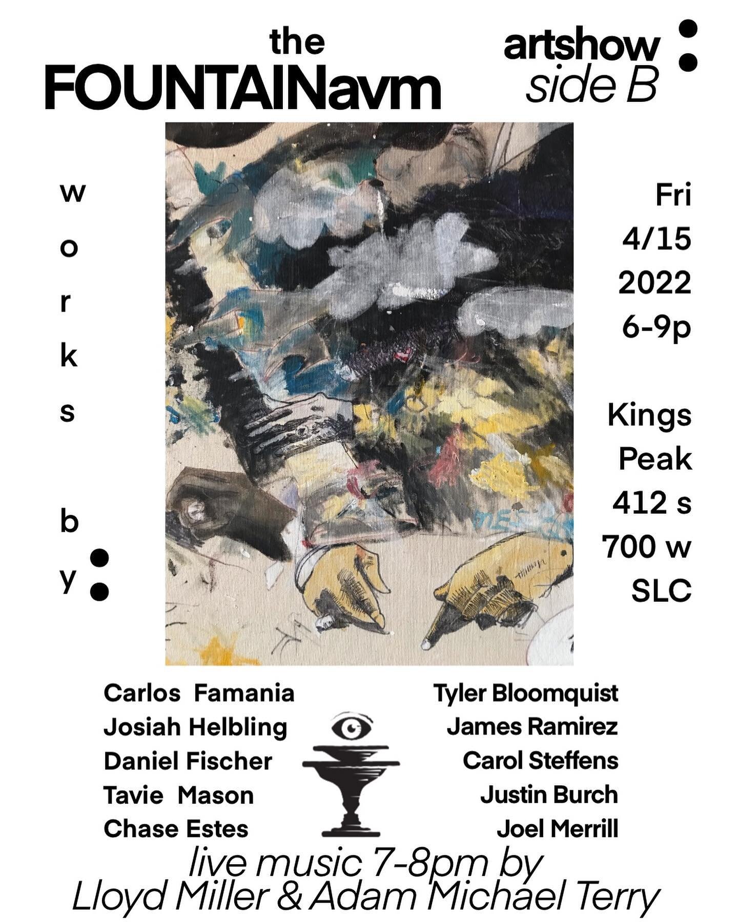 This Friday inside @kingspeakcoffeeroasters we at @fountainavm are curating a &ldquo;side B &ldquo; to our artshow of last month. We will be adding new works from are artists as well as reshowing several works from last show in case you missed it. Ou