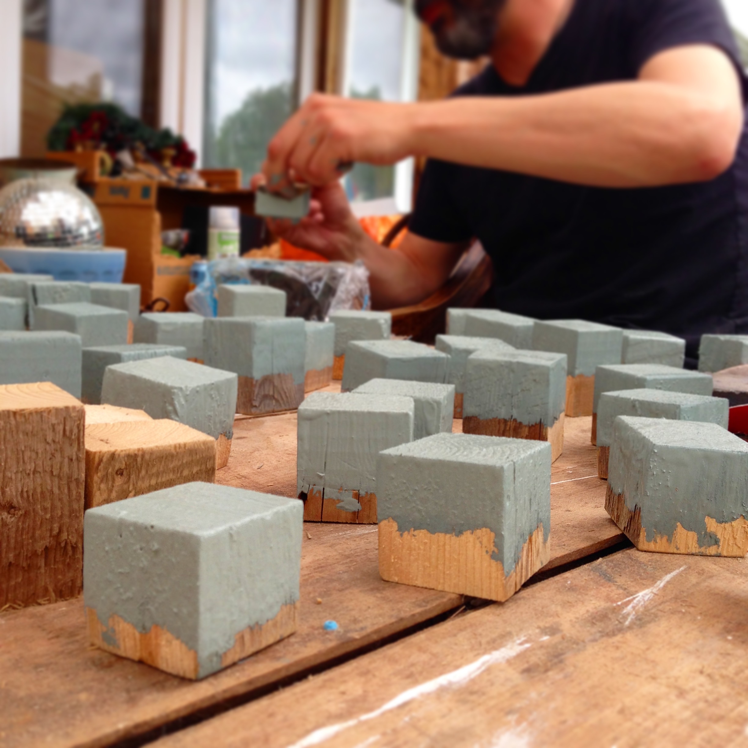 Our friend Jay painting shades of seafoam.