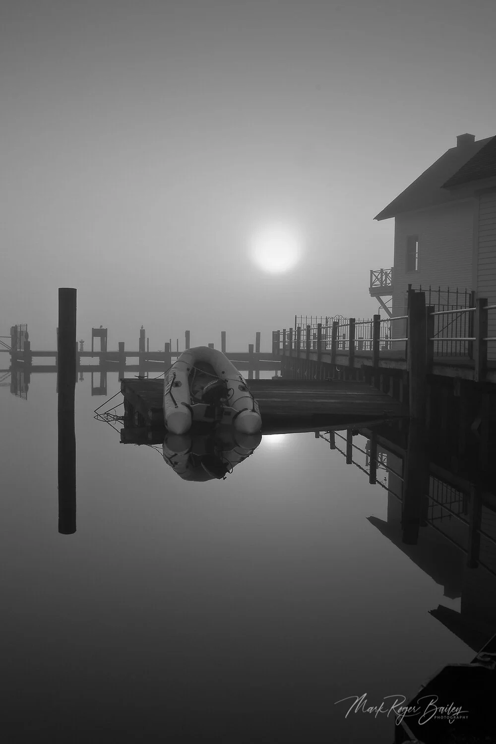 Inflatable Dinghy in Morning Fog - Still Water.jpg