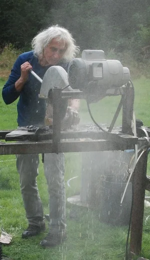 Dutes cutting rock in Tlell, British Columbia