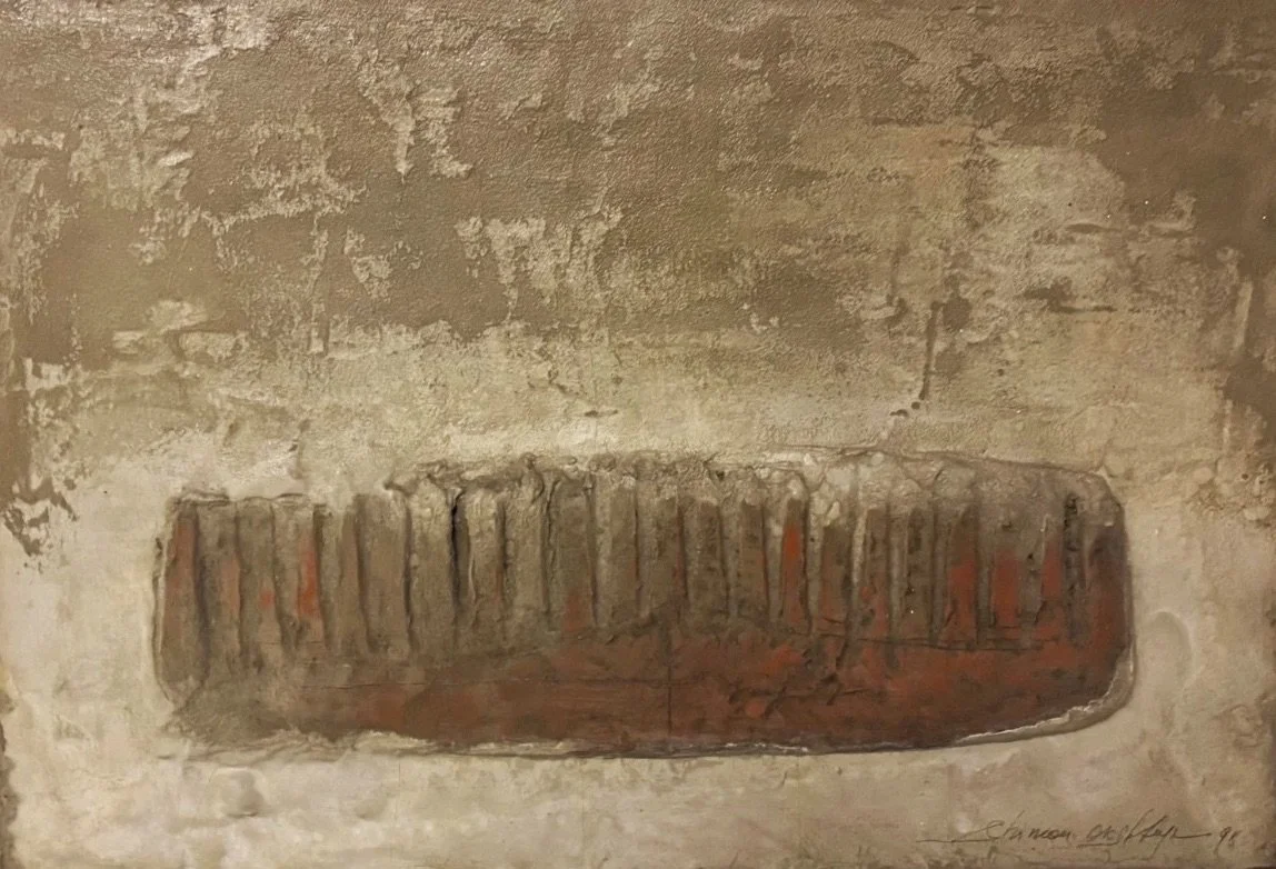 COMB STUDY, 1998 Plastic comb, cement on board | 16"x 23"