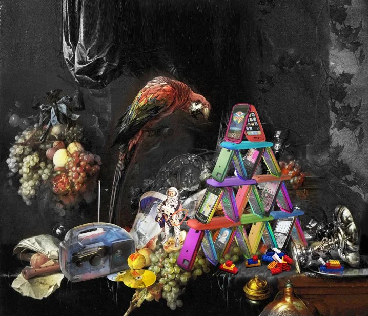  STILL LIFE WITH SMART PHONES, 2010 After Jan Davidsz de Heem, Abundant Still Life with a Parrot, c. 1655 Oil on canvas | 78”x 92”    INQUIRE      INQUIRE   