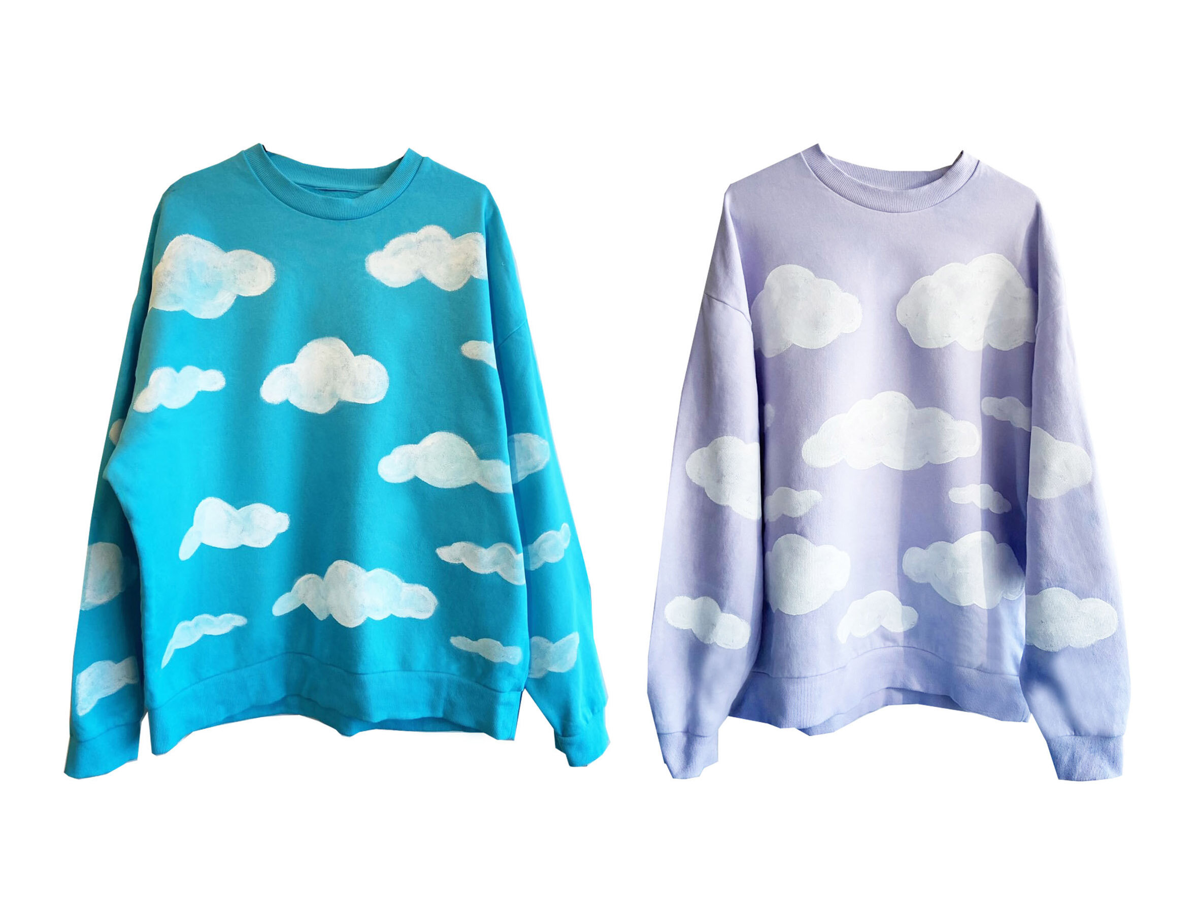 Blue Sky and cloud hand painted tshirt - Quillattire