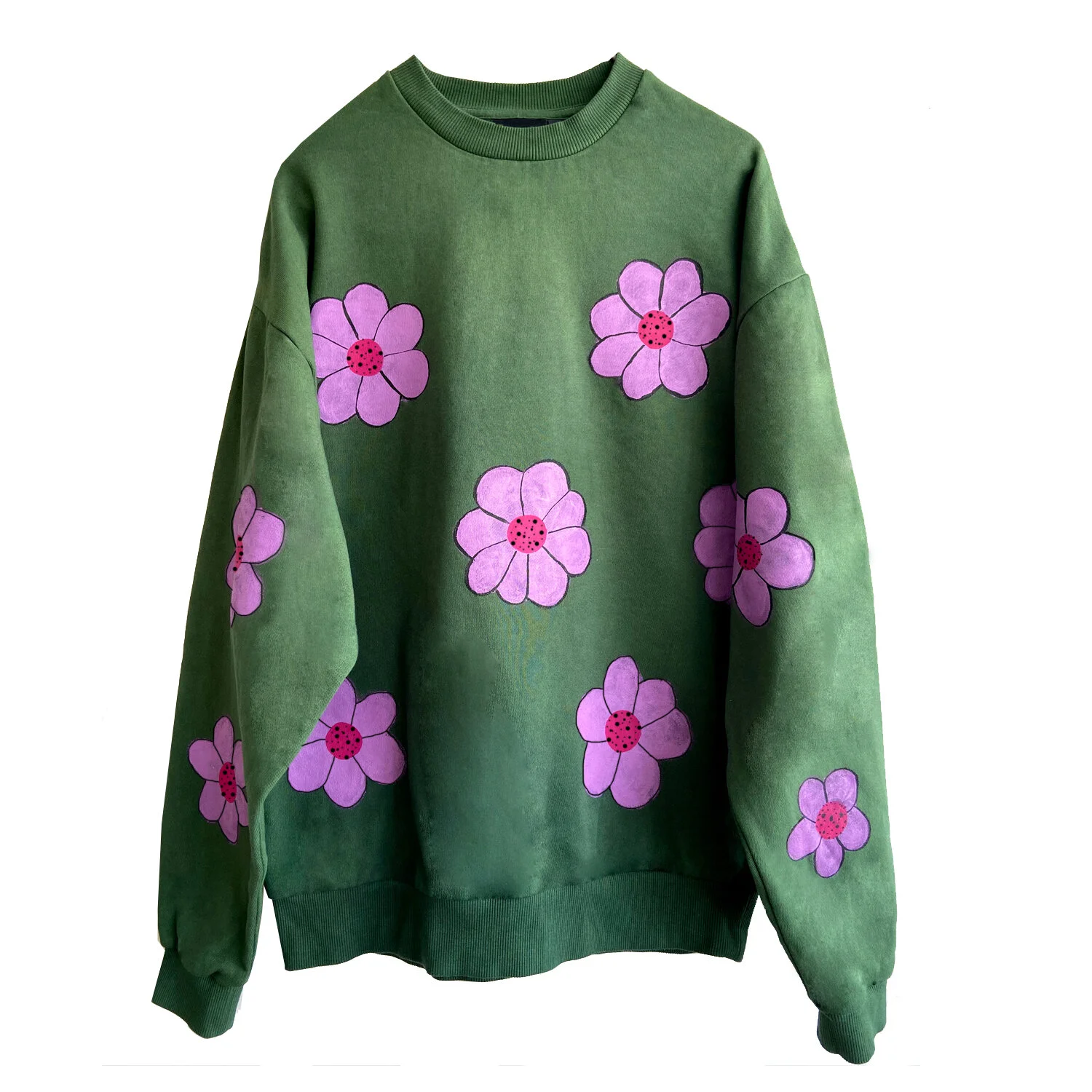 floral green hand painted sweatshirt3.jpg
