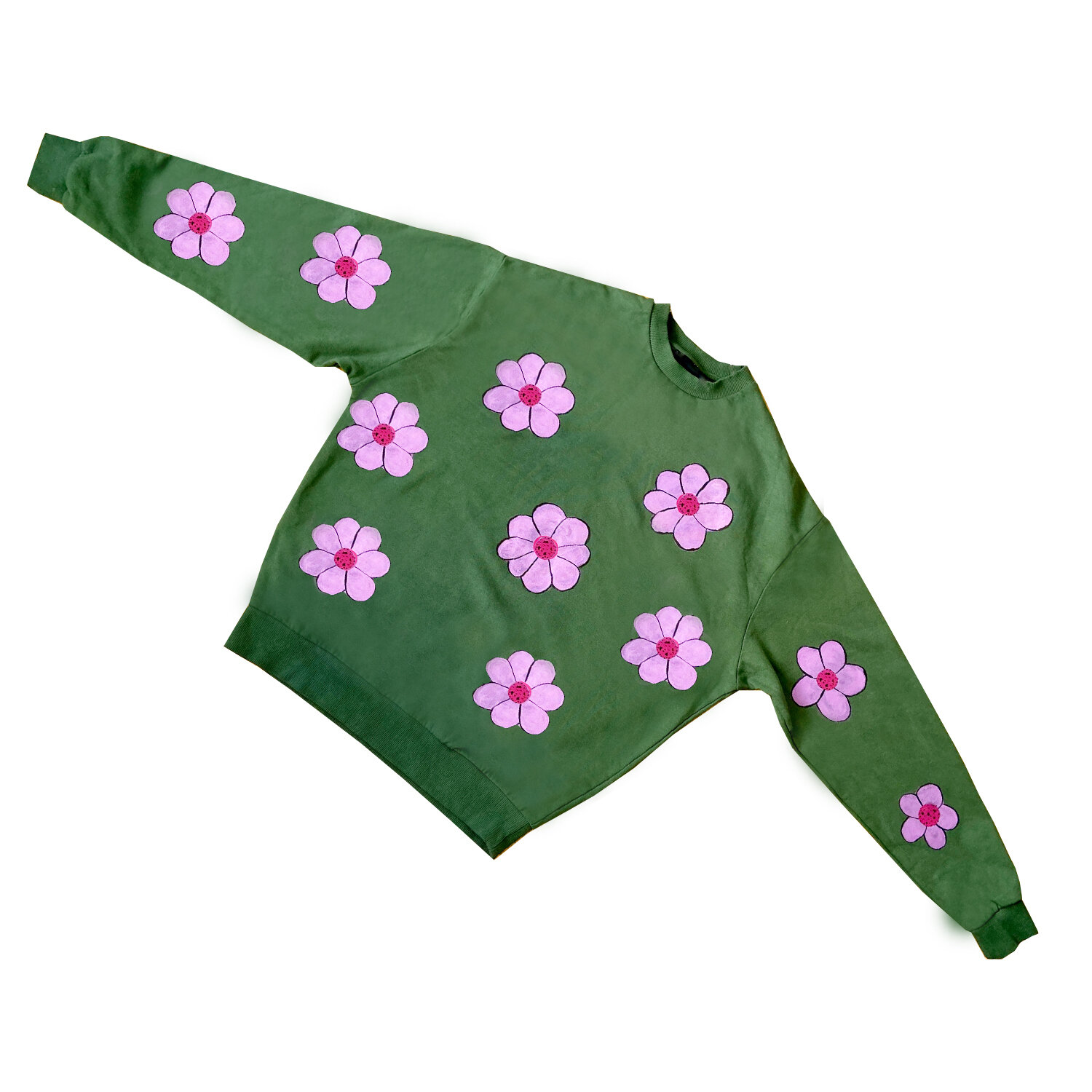 floral green hand painted sweatshirt.jpg