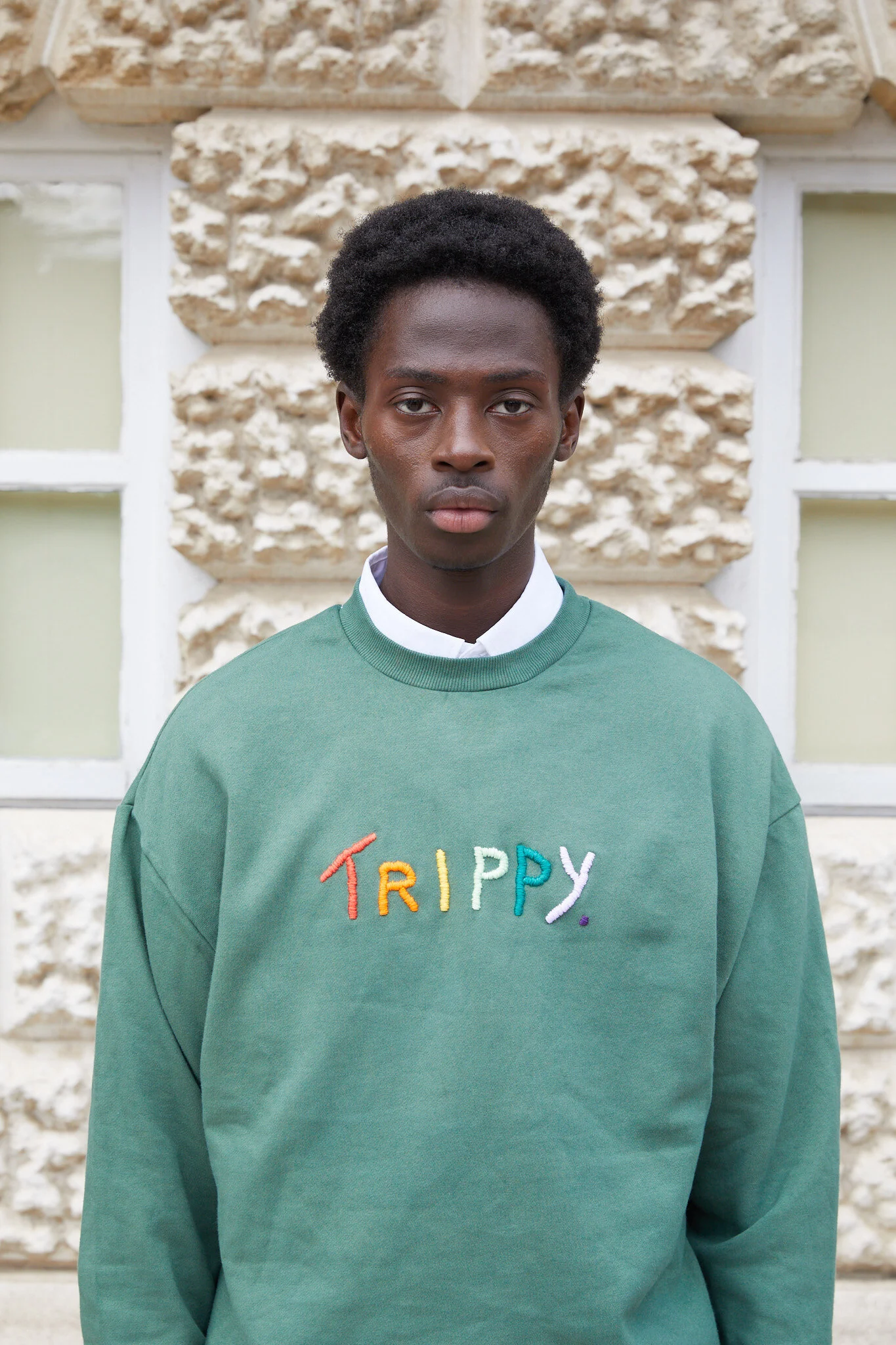 Unisex Green 'Trippy' Embroidered Sweatshirt Quillattire