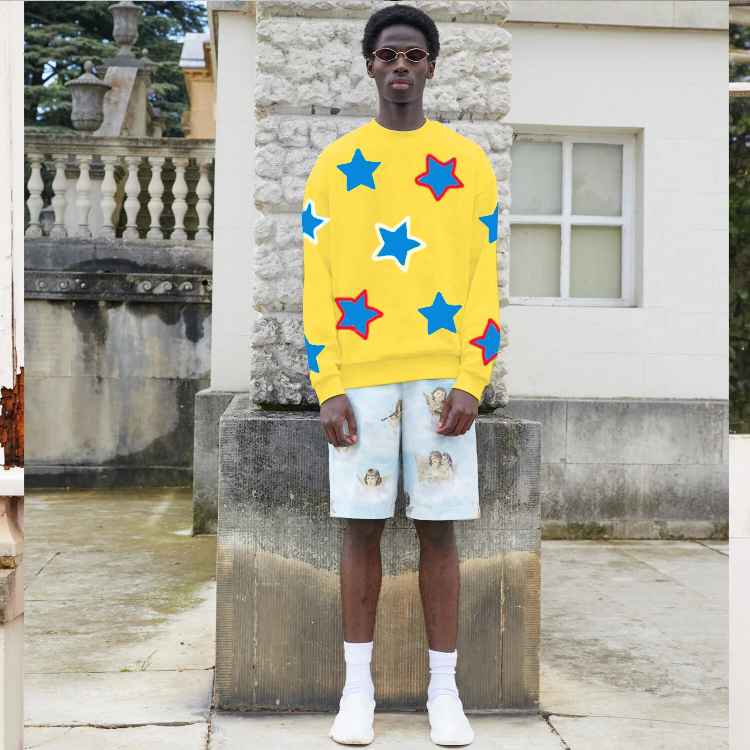 Yellow handpainted star sweatshirt3 copy.jpg