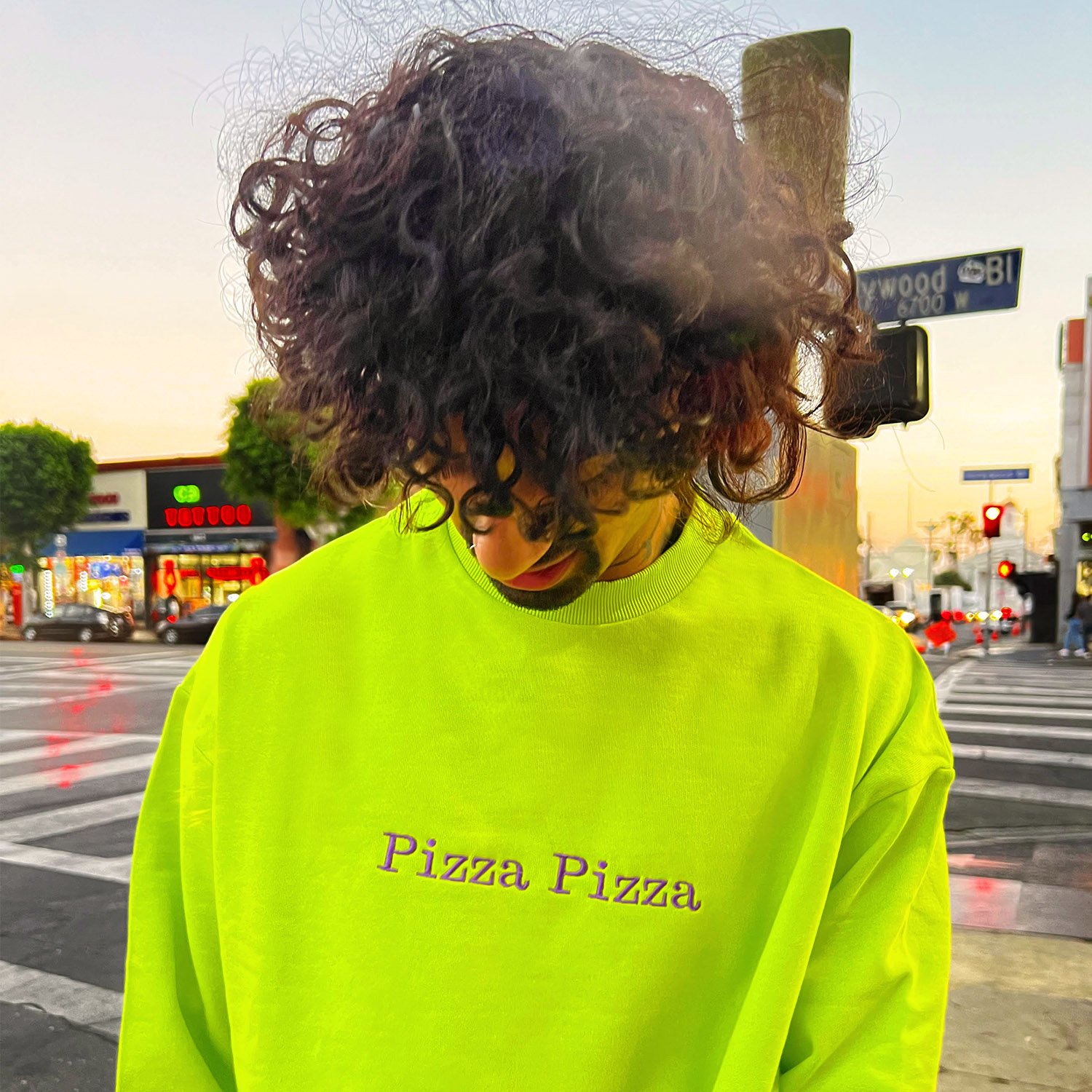 Neon Green Pizza Pizza Sweatshirt