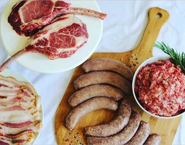 Final hours to get your pork orders in! We are delivering to DC tomorrow at 2 drop sites: 
Brookland Neighborhood 12-1pm
Hook Hall 2-3pm

Pictured here is our very popular Catoctin Classic package that includes chops, ground, bacon, hot Italian sausa