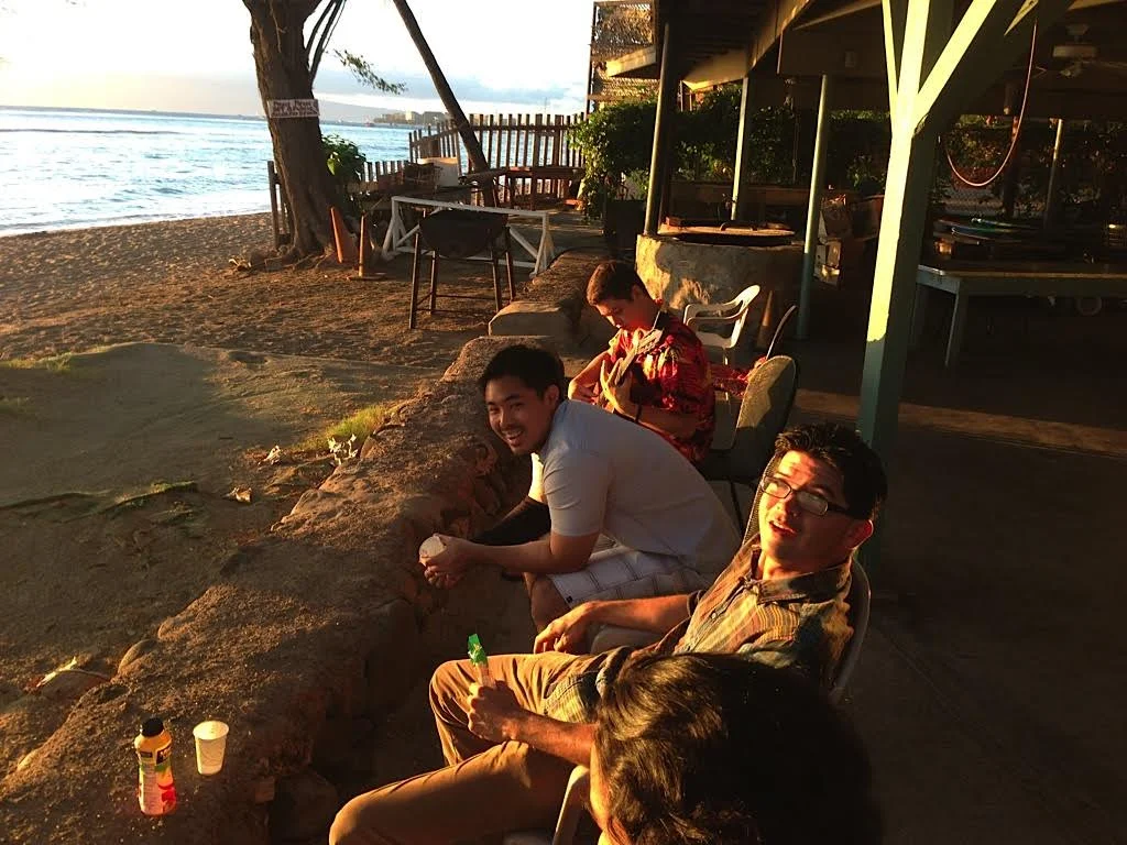 Ian O'Sullivan, Aaron Cardenas, and Ben Werdegar at Lahaina Jodo Mission