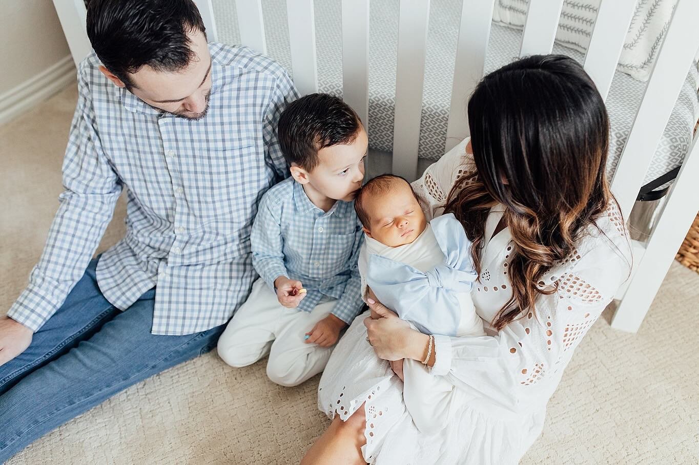 Kisses for baby brother. A classic blue and white color scheme for baby boy&rsquo;s nursery and this precious family&rsquo;s portraits 🩵⁠

If you are in the Aledo or DFW area, send me a DM or visit my website for more newborn session details!
.⁠
.⁠
