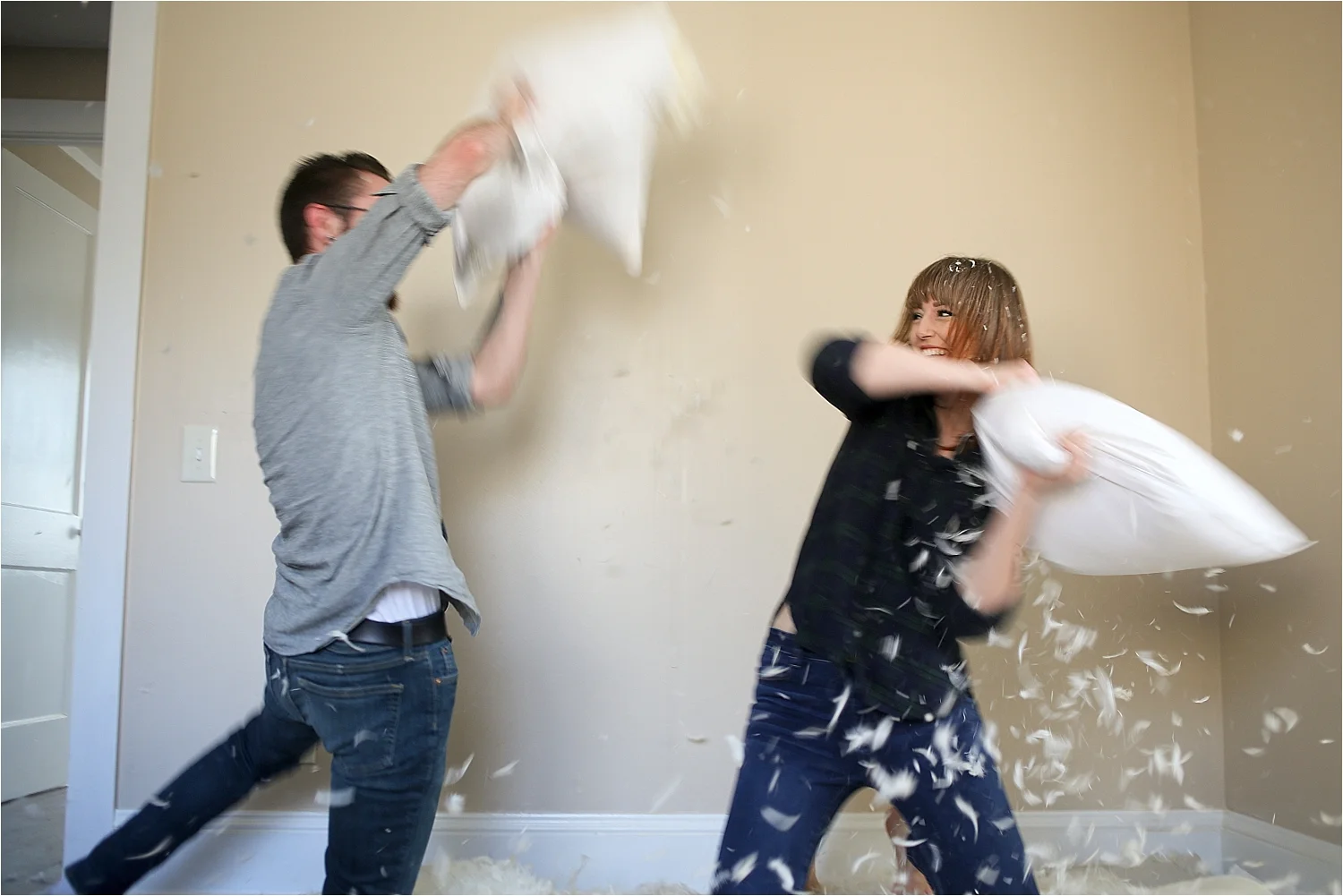 Pillow Fight Engagement Photos | Blacksburg Engagement Photographer