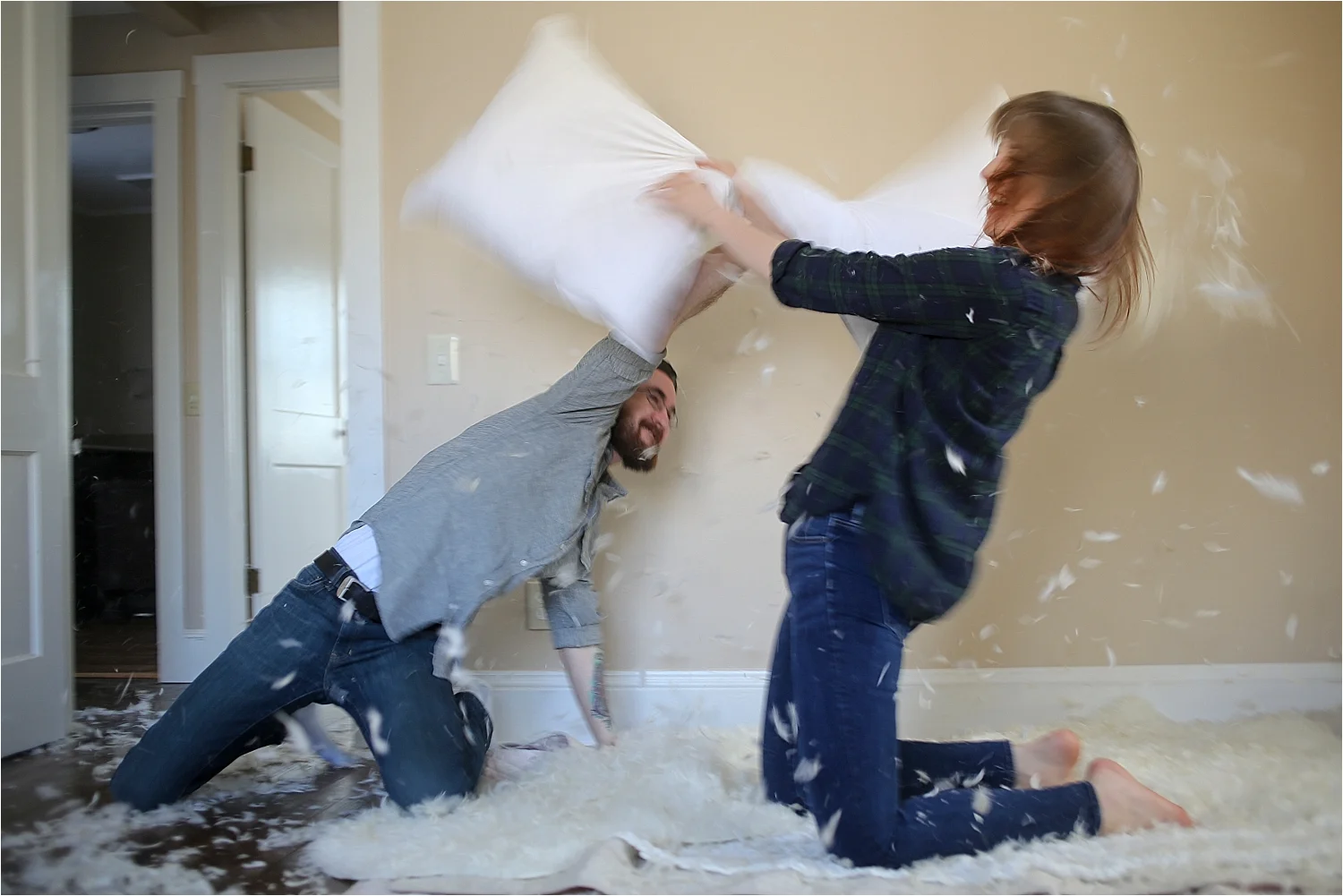 Pillow Fight Engagement Photos | Blacksburg Engagement Photographer