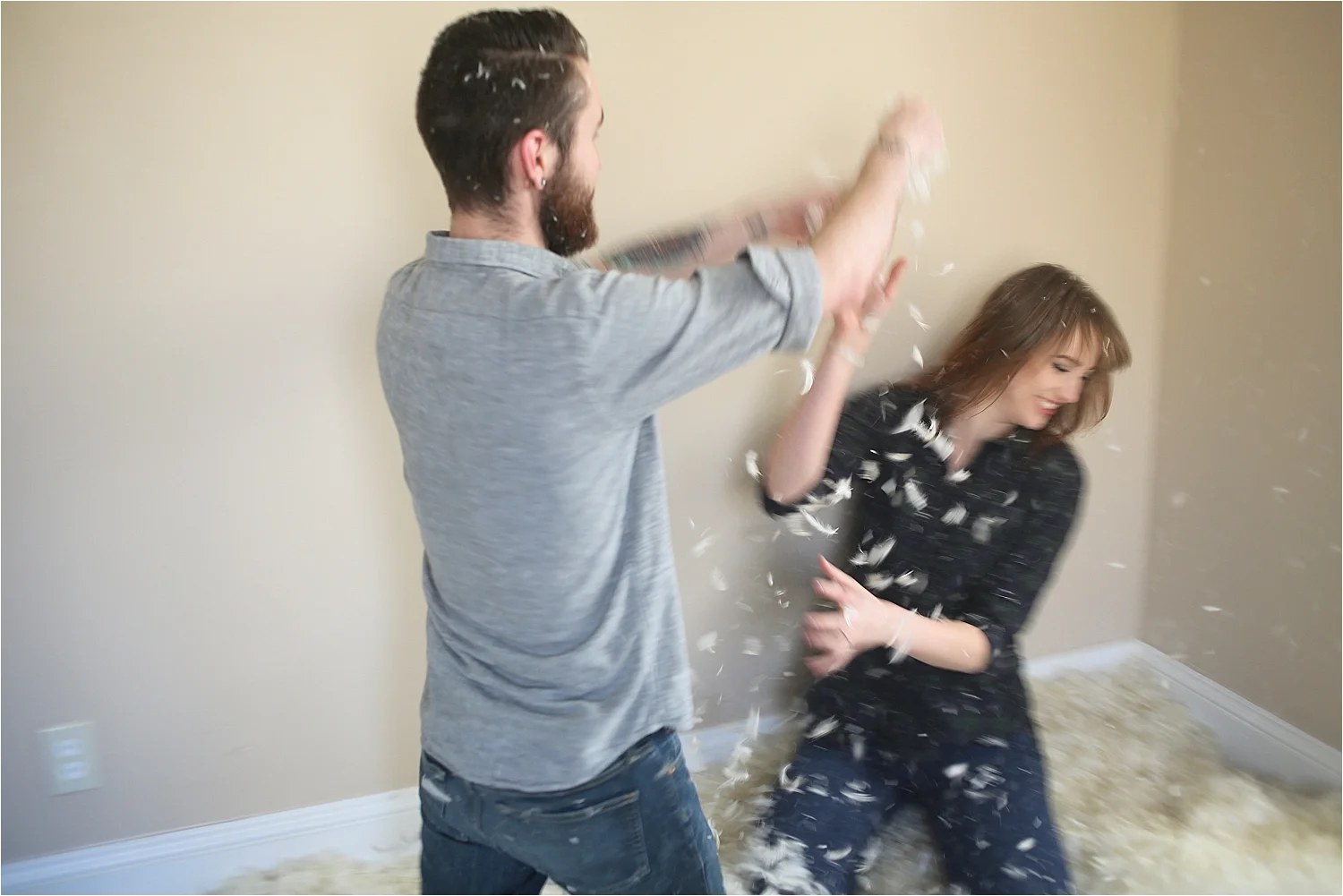 Pillow Fight Engagement Photos | Blacksburg Engagement Photographer