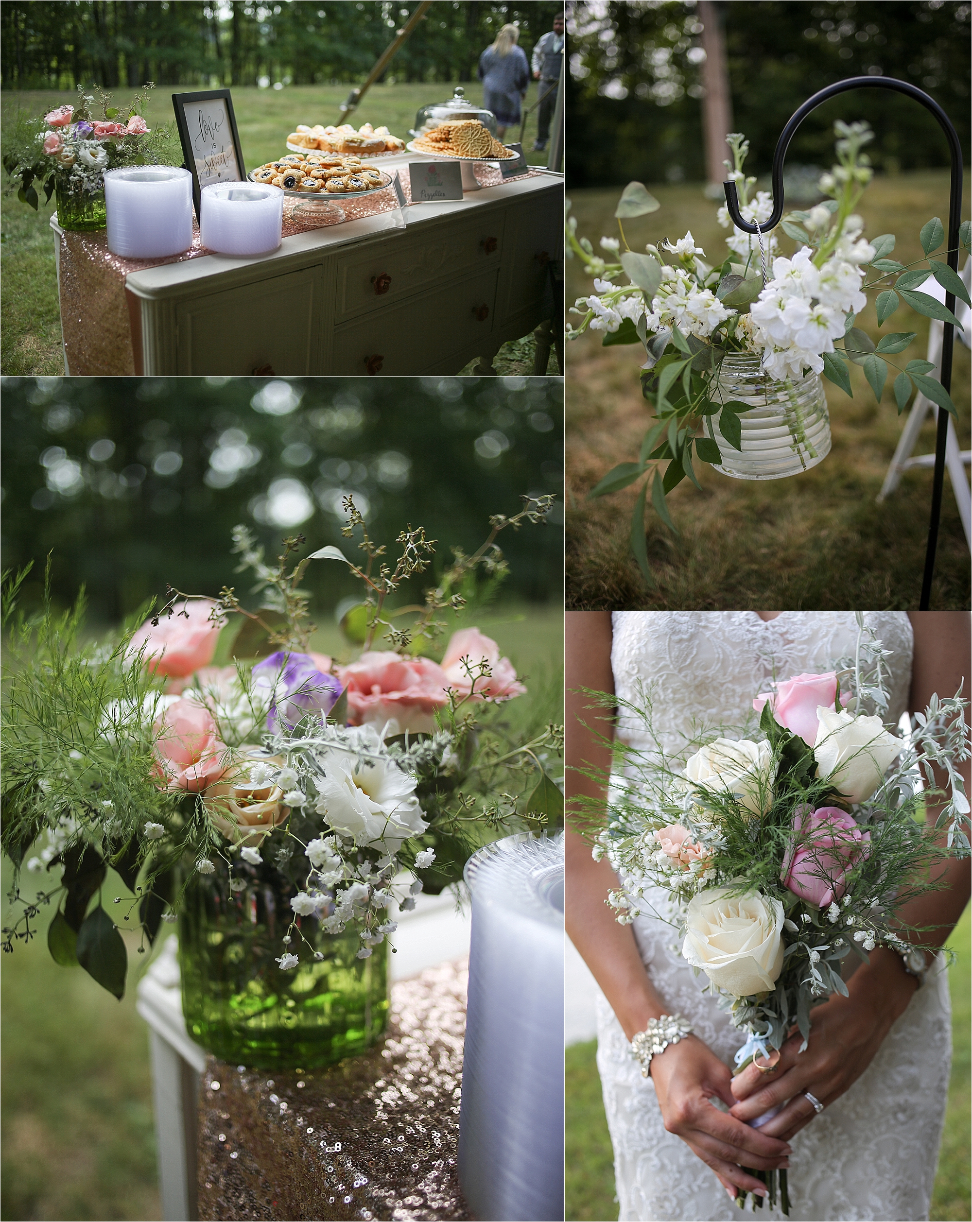 Pink and White Rustic Wedding Decor Flat Top Lake West Virginia Wedding Photography