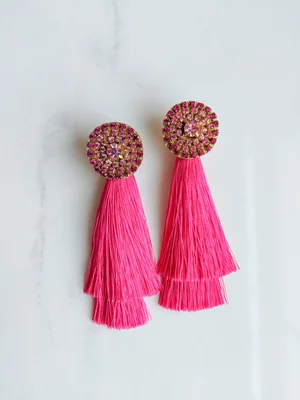 Camille Tassel Earrings (Hot Pink, Wear 3 Ways) — Tiffany 