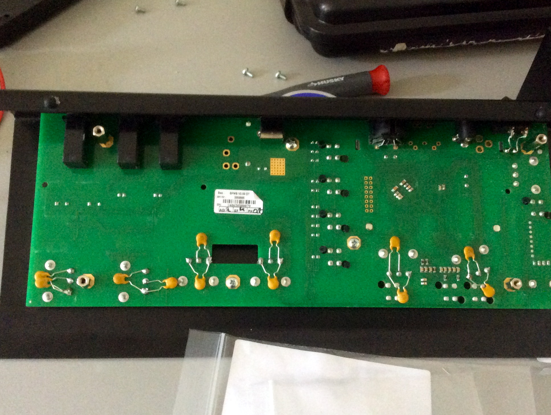I thought the encoders on this little gem had gone bad. Jumpy, erratic performance and impossible to get smooth sweeps. I bought it used, but I got the impression that the previous owner hadn't used it much. So what gives? A little research revealed that this is actually a common issue from the factory--the software that reads the encoders doesn't do a great job of separating control data from noise (my understanding of this is pretty weak, but the way to modify the board to fix it is reasonably well documented.) Ta-da! Less than a dollar's worth of capacitors and a little solder and this thing works like a charm.