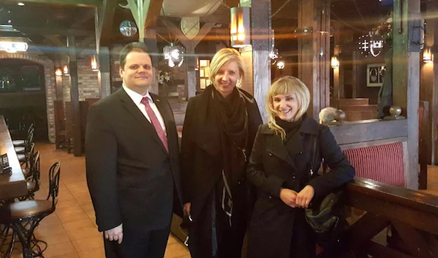Aldona with Consul General Marijus Gudynas and Director of Cultural Affairs Agne Verteklaite at Grand Duke's Lithuanian Restaurant.