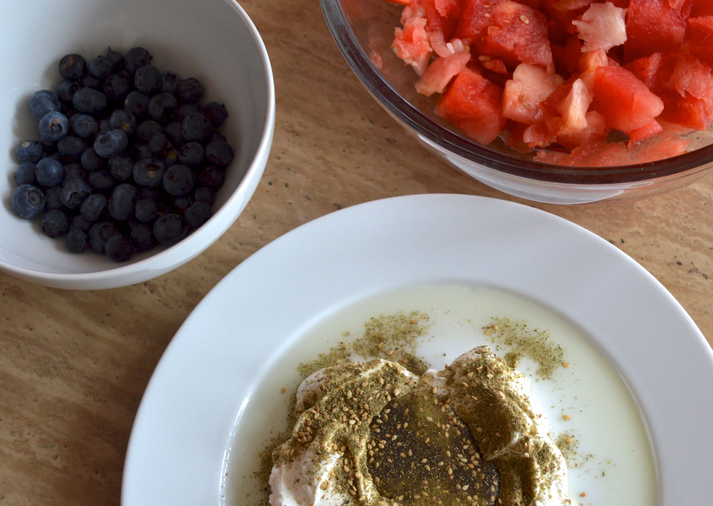 Blueberries, Watermelon, & Labneh with za'atar