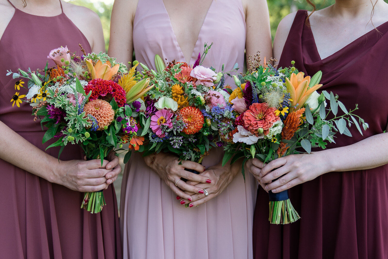 Bridesmaid bouquets by Urban Buds in St. Louis, MO. Sustainable and farm-grown flowers