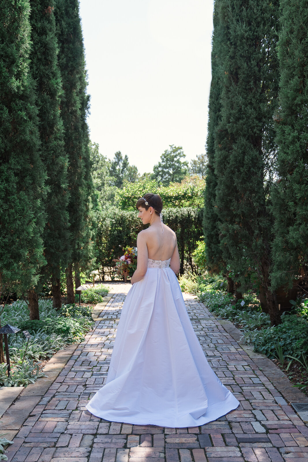 Elegant Bridal portrait surrounded by Cypress Tress in St. Louis Missouri