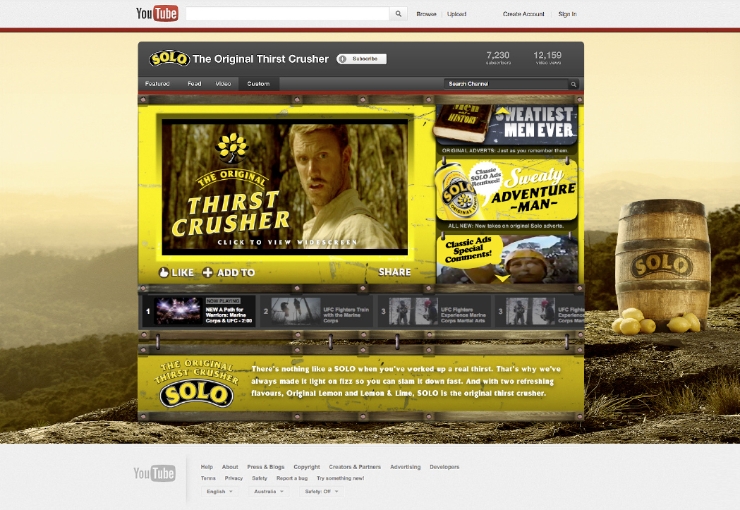 SOLO YouTube Channel featuring the award-winning Sweaty Adventure Man series.
