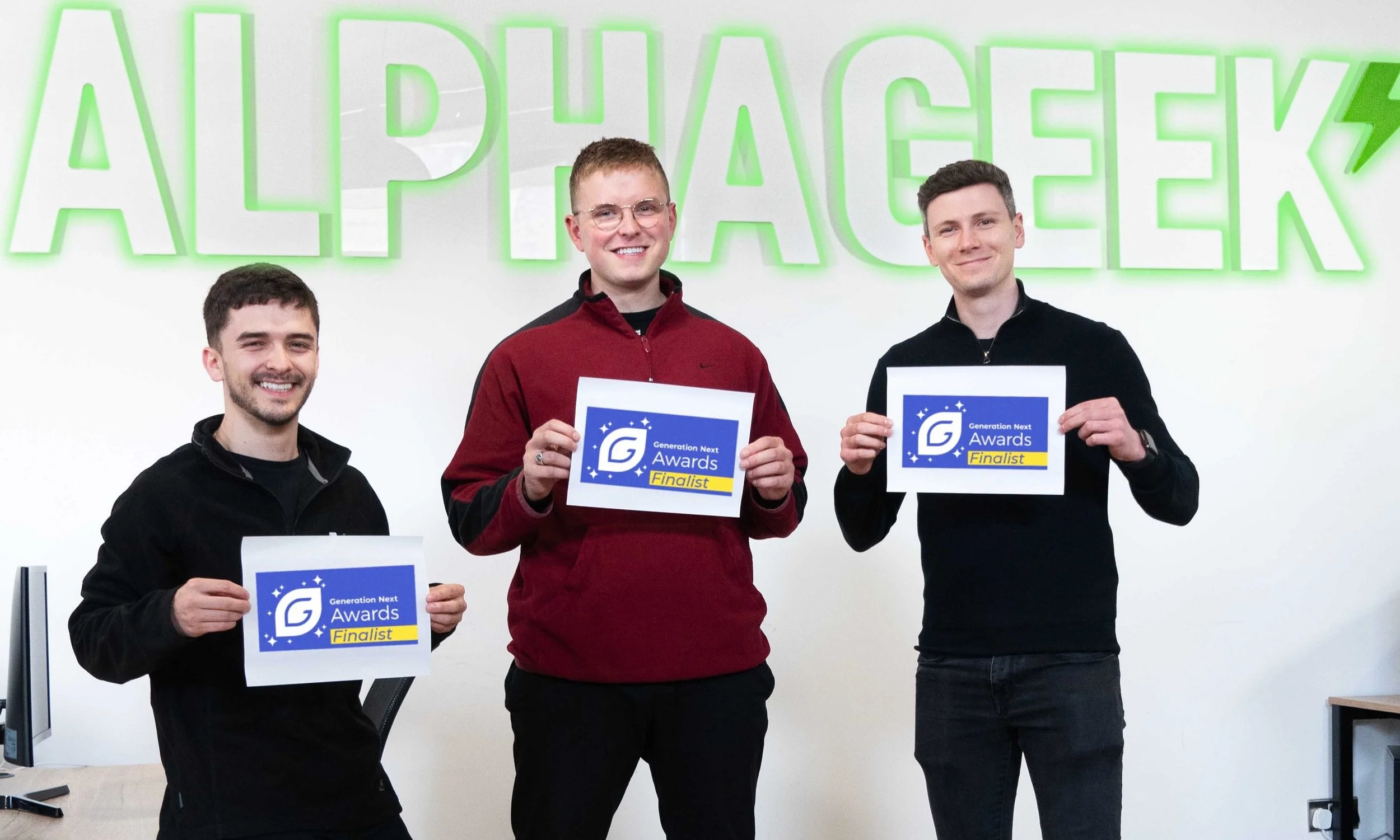 this an image of Alex Mills, Art Lindop and Kieran Flynn, who founded Alphageek Digital, had a busy Black Friday with record sales figures for their clients