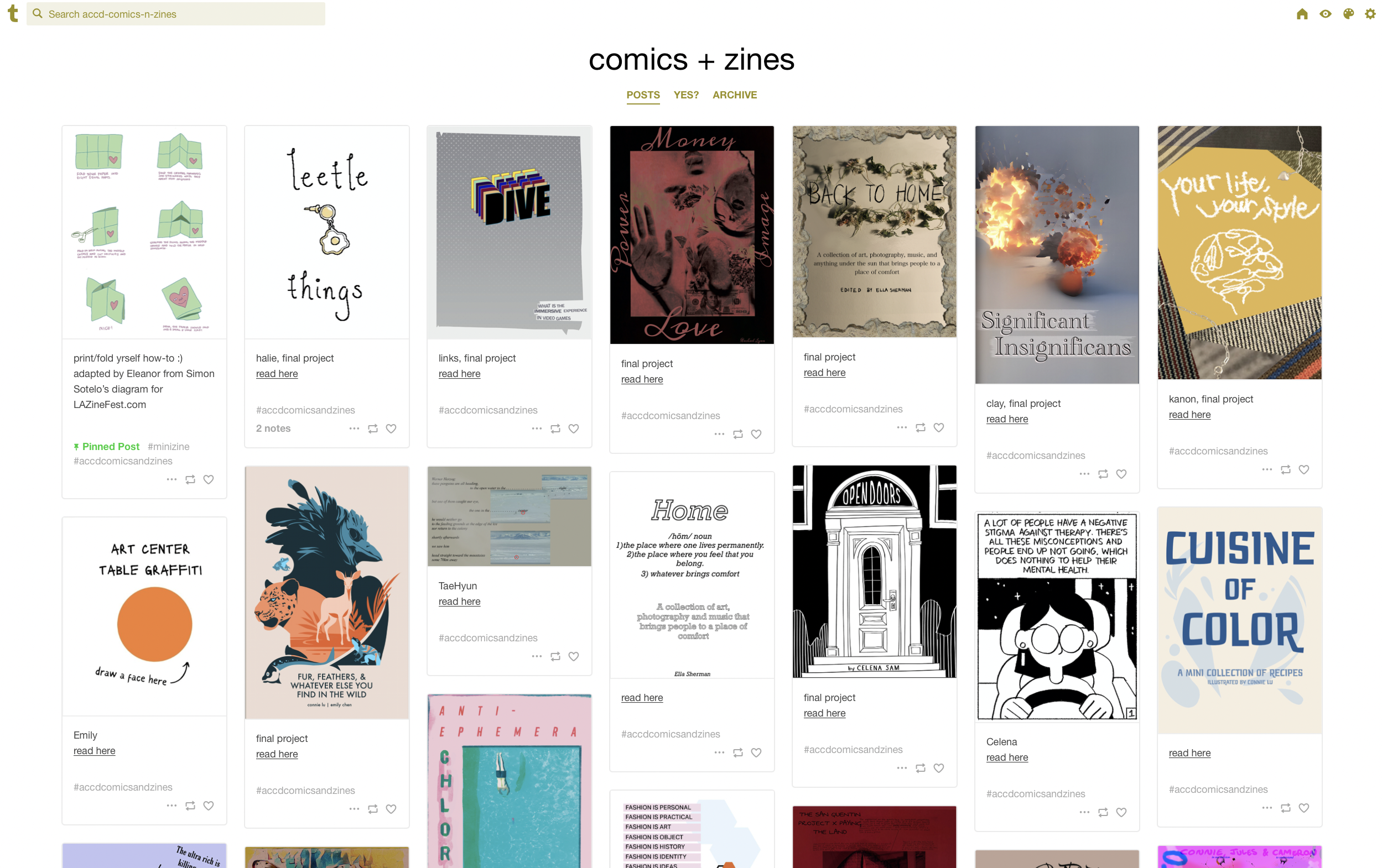 visit the web archive of student responses to comics + zines assignments