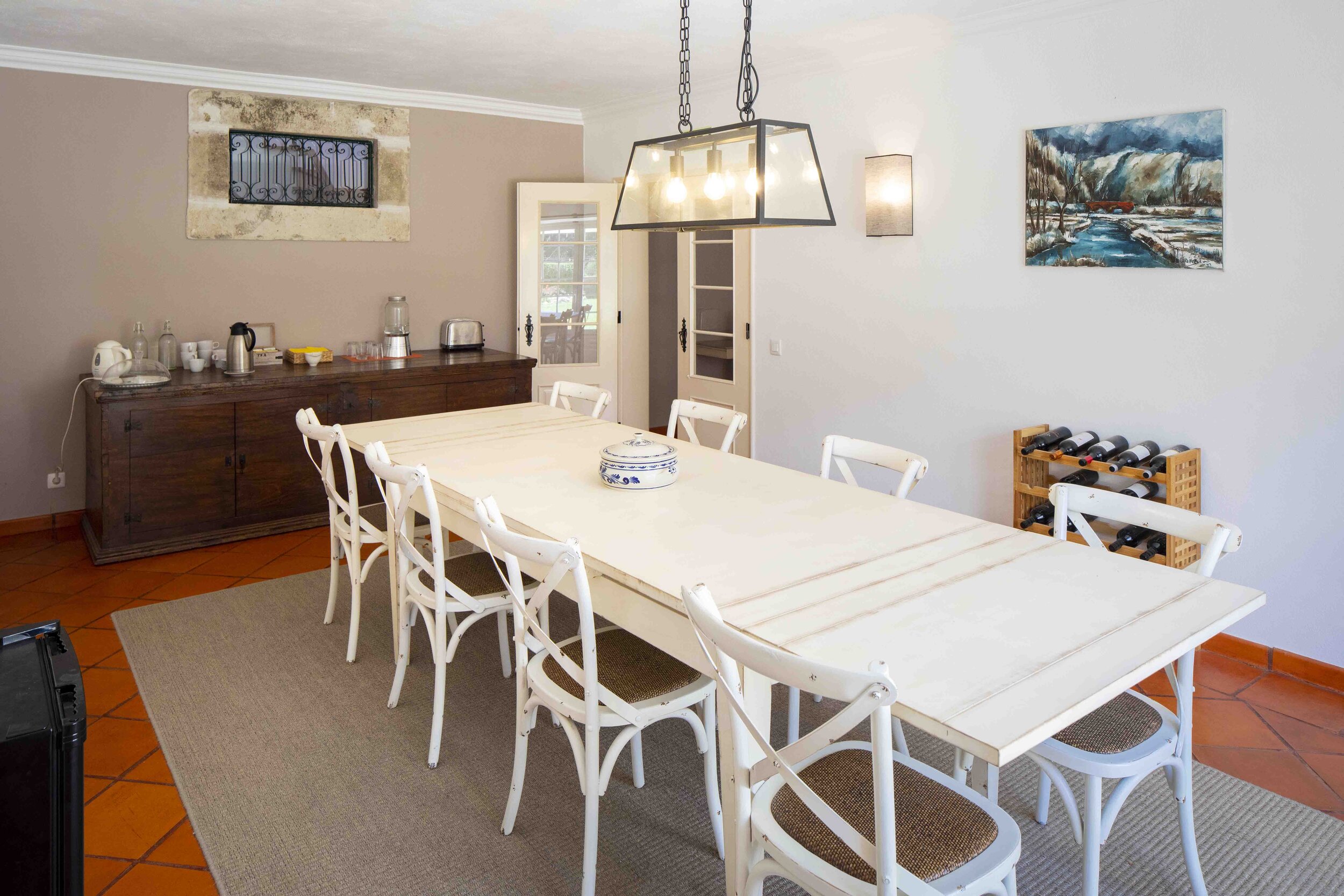 Dining room were we serve delicious breakfast from 8 to 10 AM. Drinks available all time. Typical food can be cooked with local products. Please ask 24h in advance