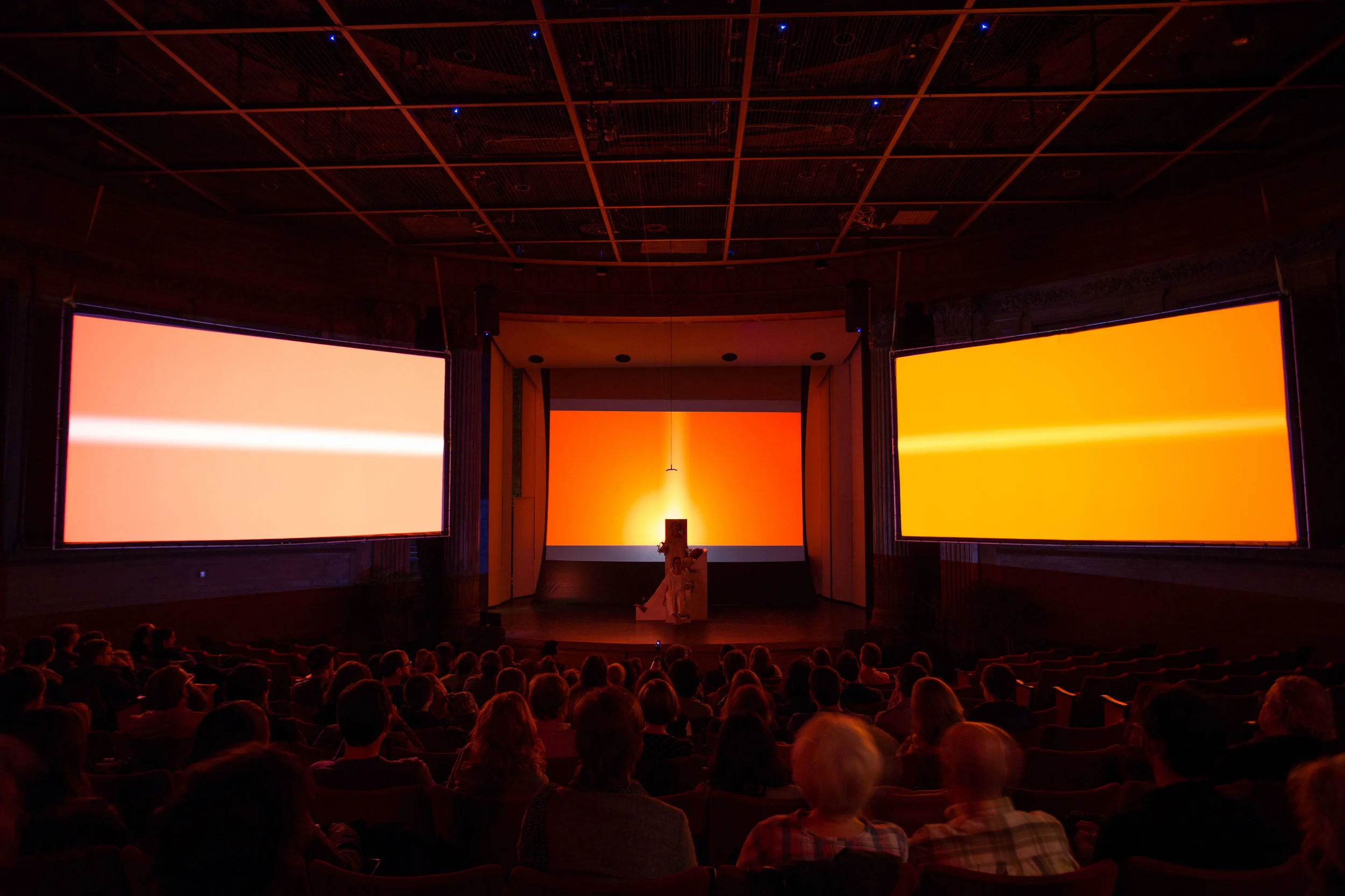 An introspective, color-shifting segment of the performance.