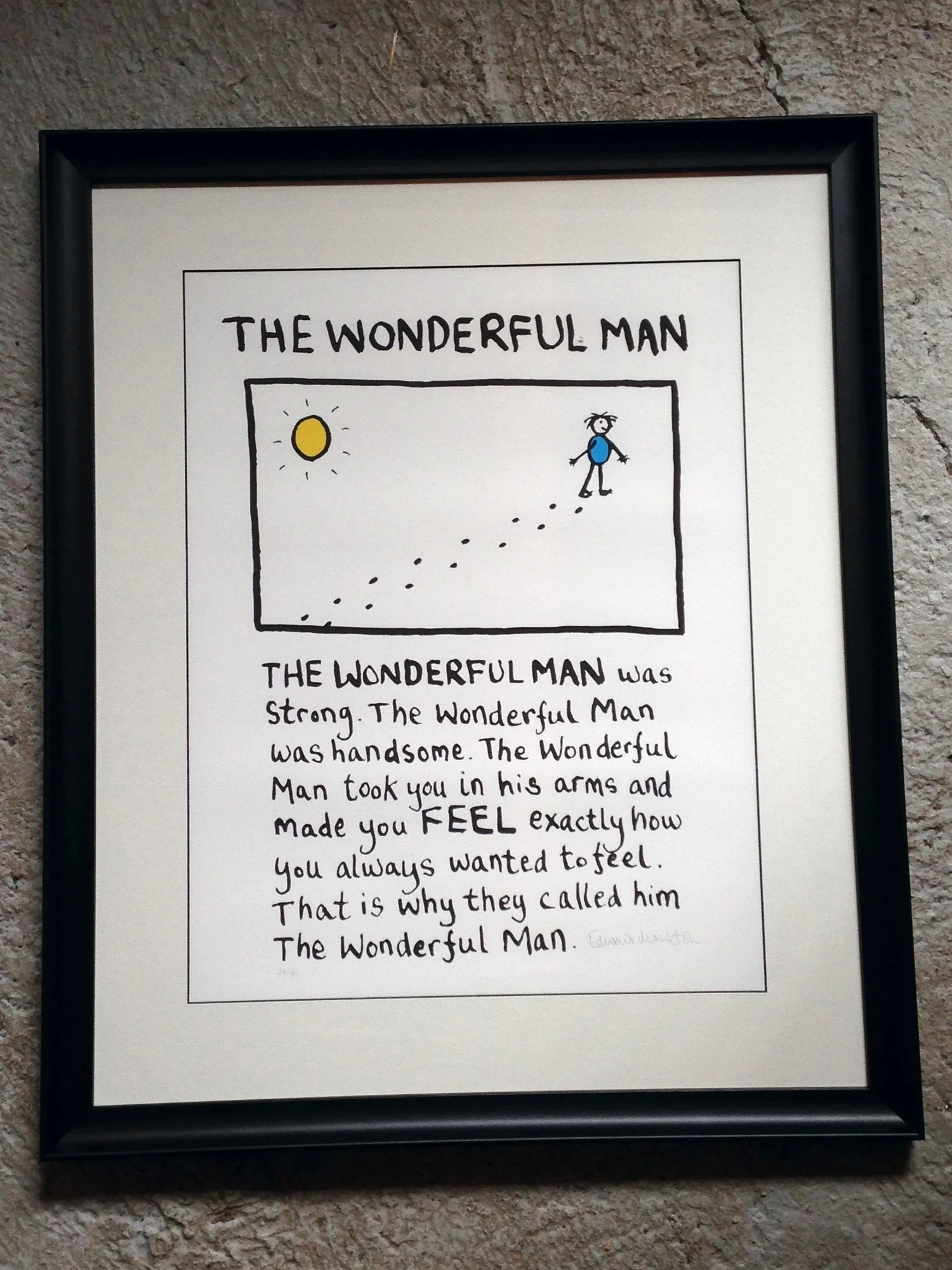 The Wonderful Man by Edward Monkton framed in "Duo" moulding