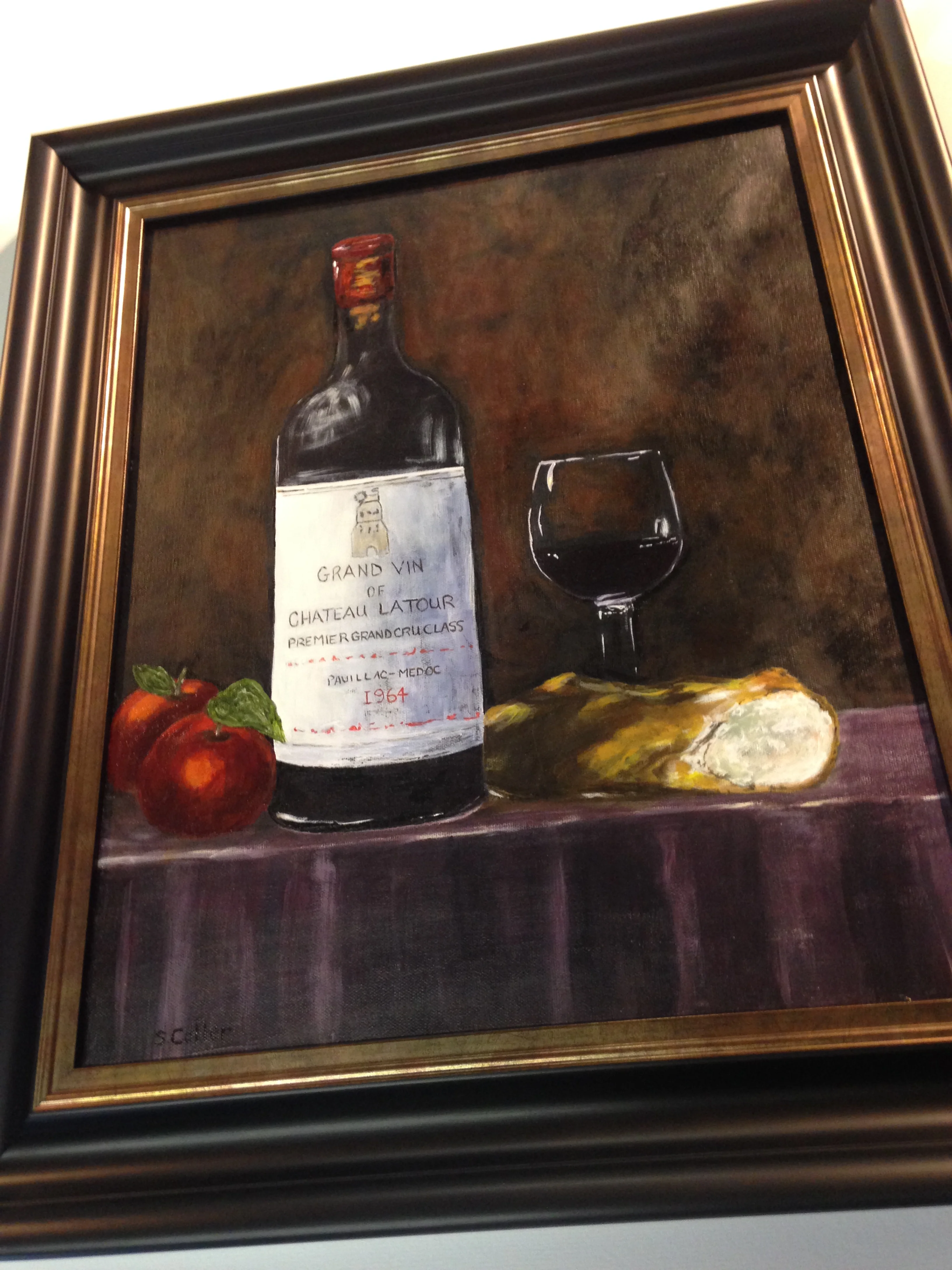 Framed Wine and Bread Still Life