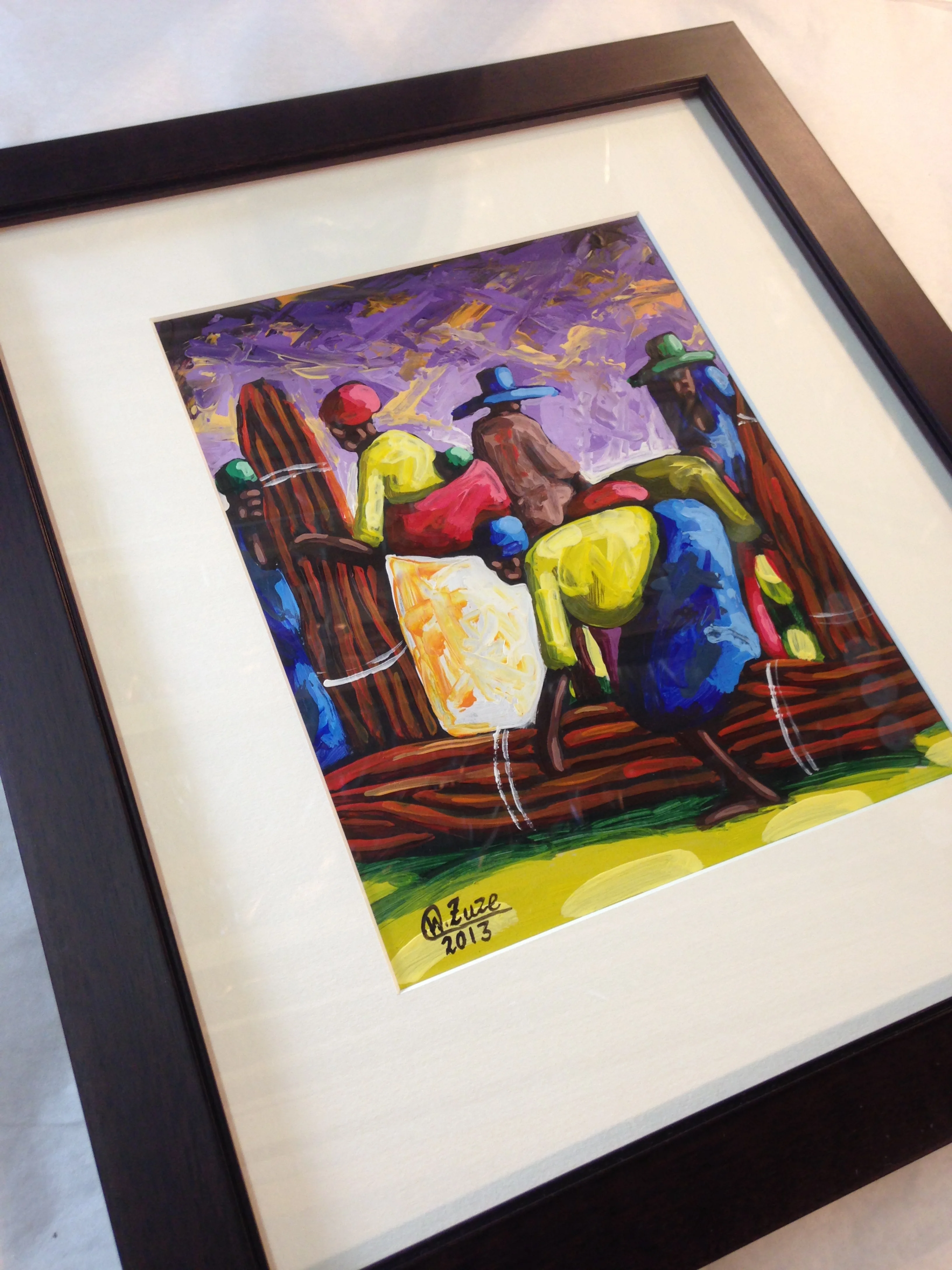 Framed African artwork by W Zuze