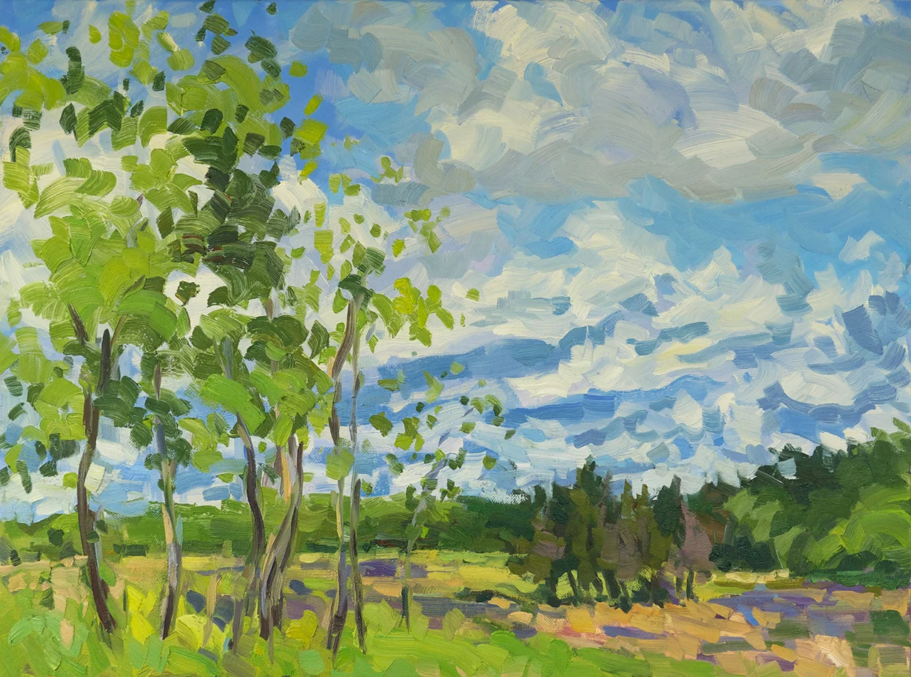 Marsh, Copse, Clouds