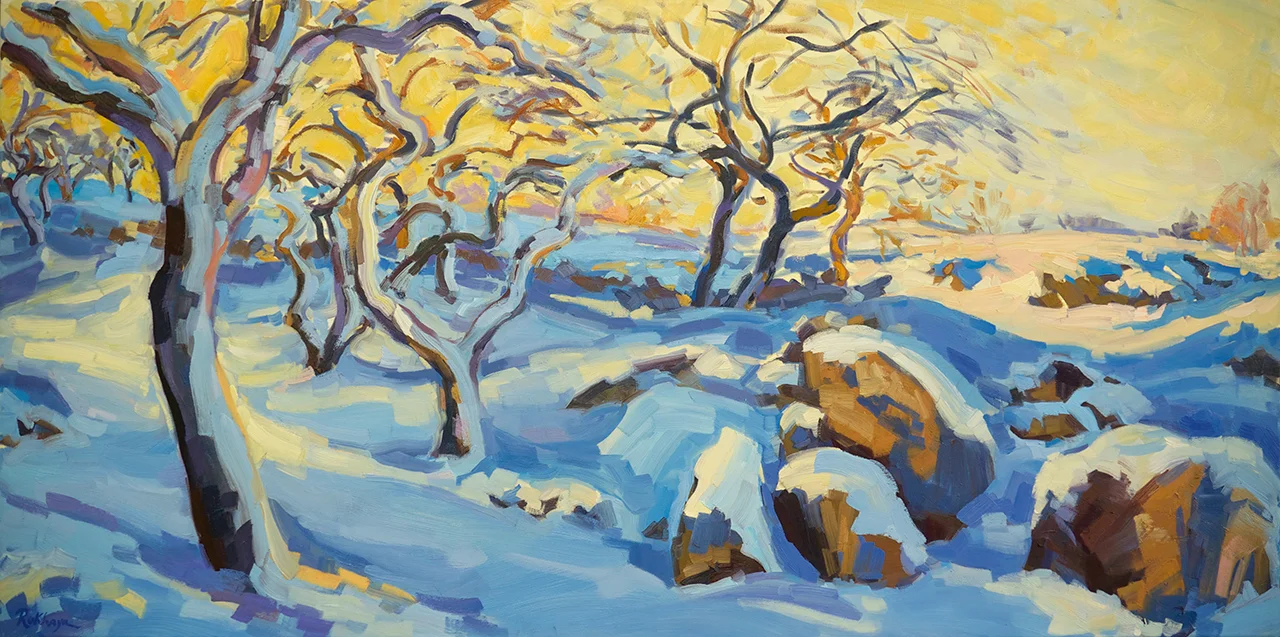 Apples Trees & Boulders in Snow