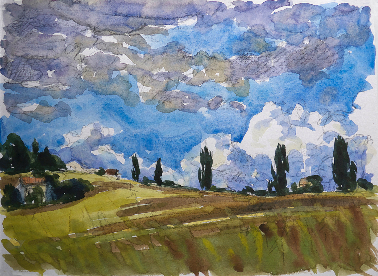 Cypresses & Summer Clouds