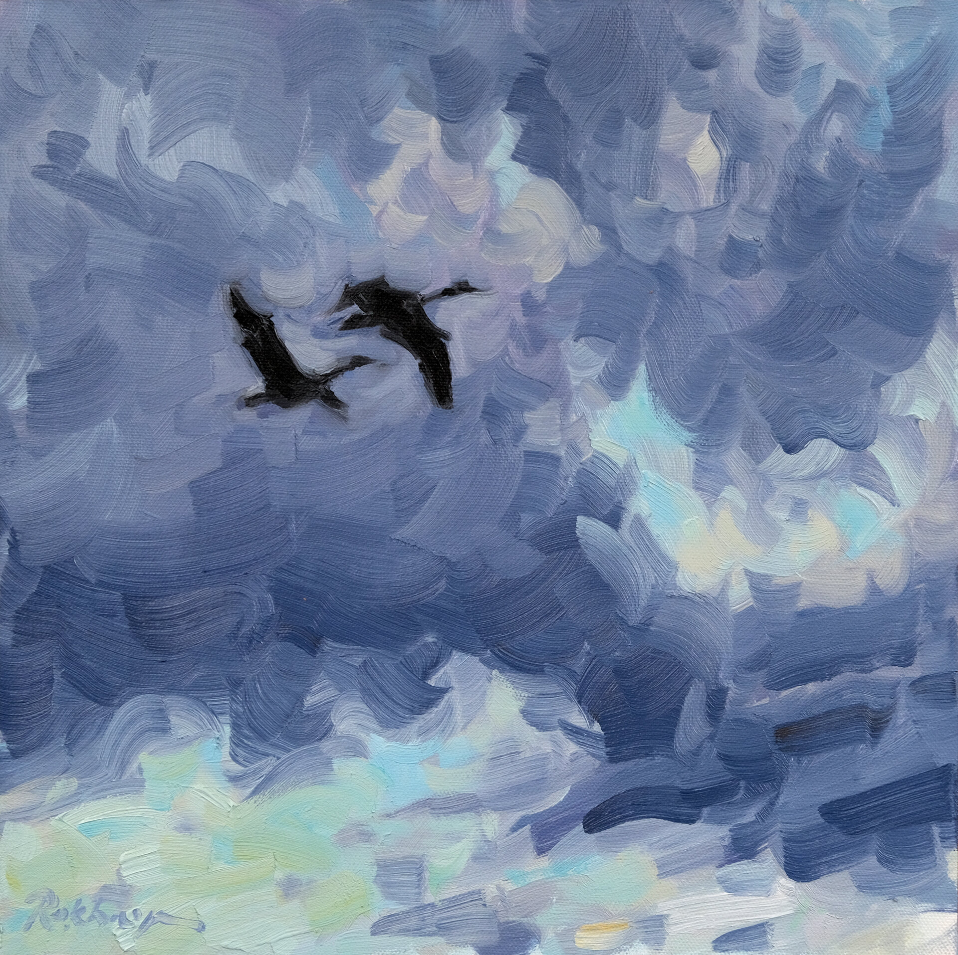 Out from the Clouds - Two Geese