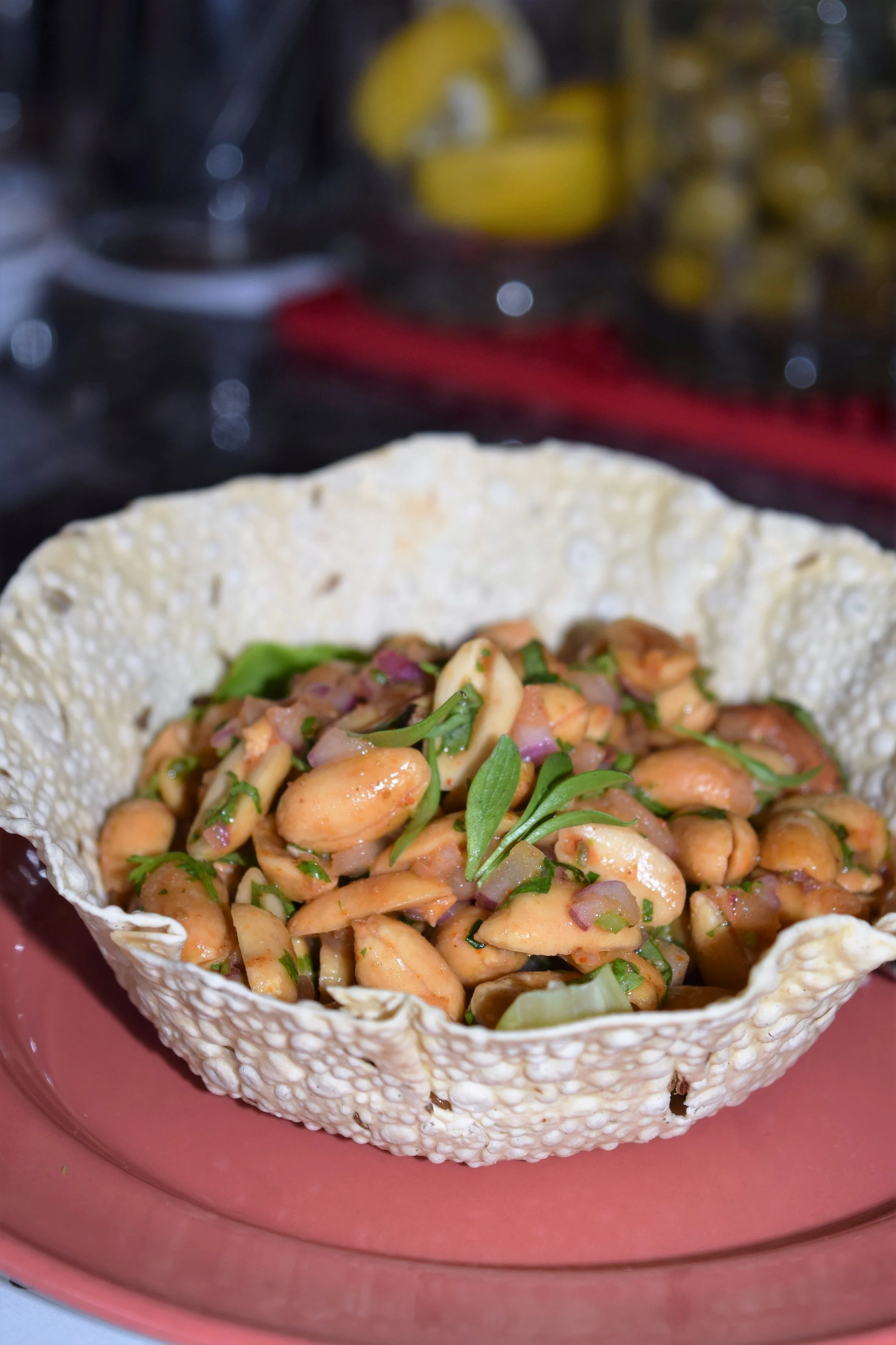 MASALA PEANUTS (roasted peanuts, fresh lemon, red chili and cilantro)