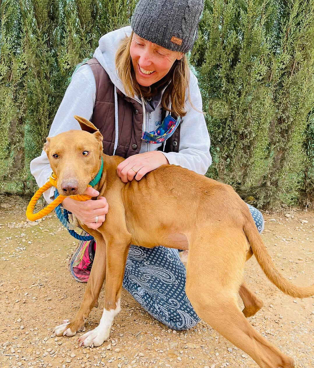 Enjoying cuddles with Katy.