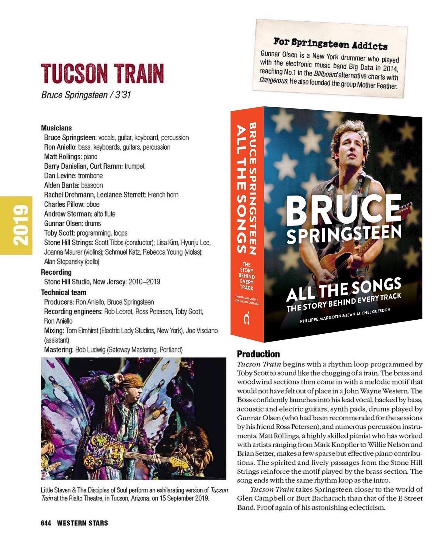Pretty wild to see my name amongst all these other musicians and songs in the new book discussing @springsteen &ldquo;All The Songs&rdquo; #brucespringsteen #tucsontrain #westernstars