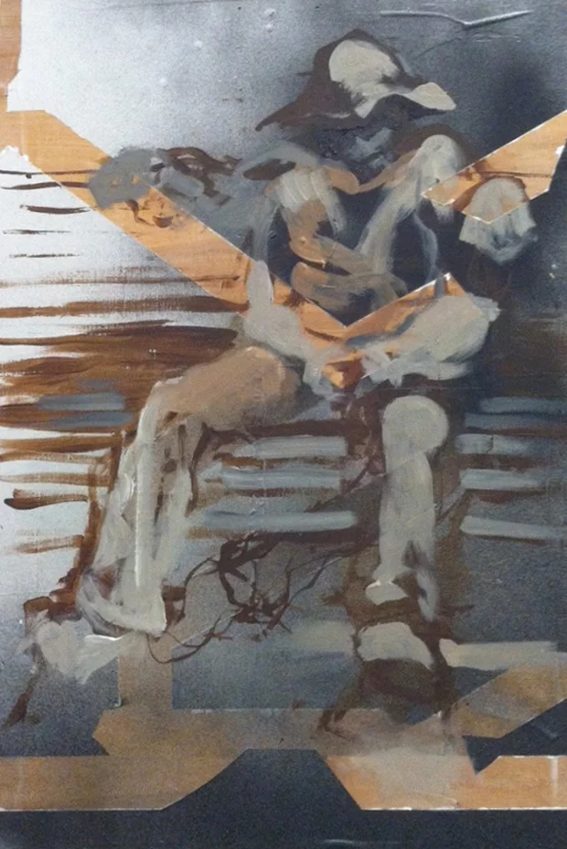 Folded I acrylic and spray paint on panel 28" X 20" sold