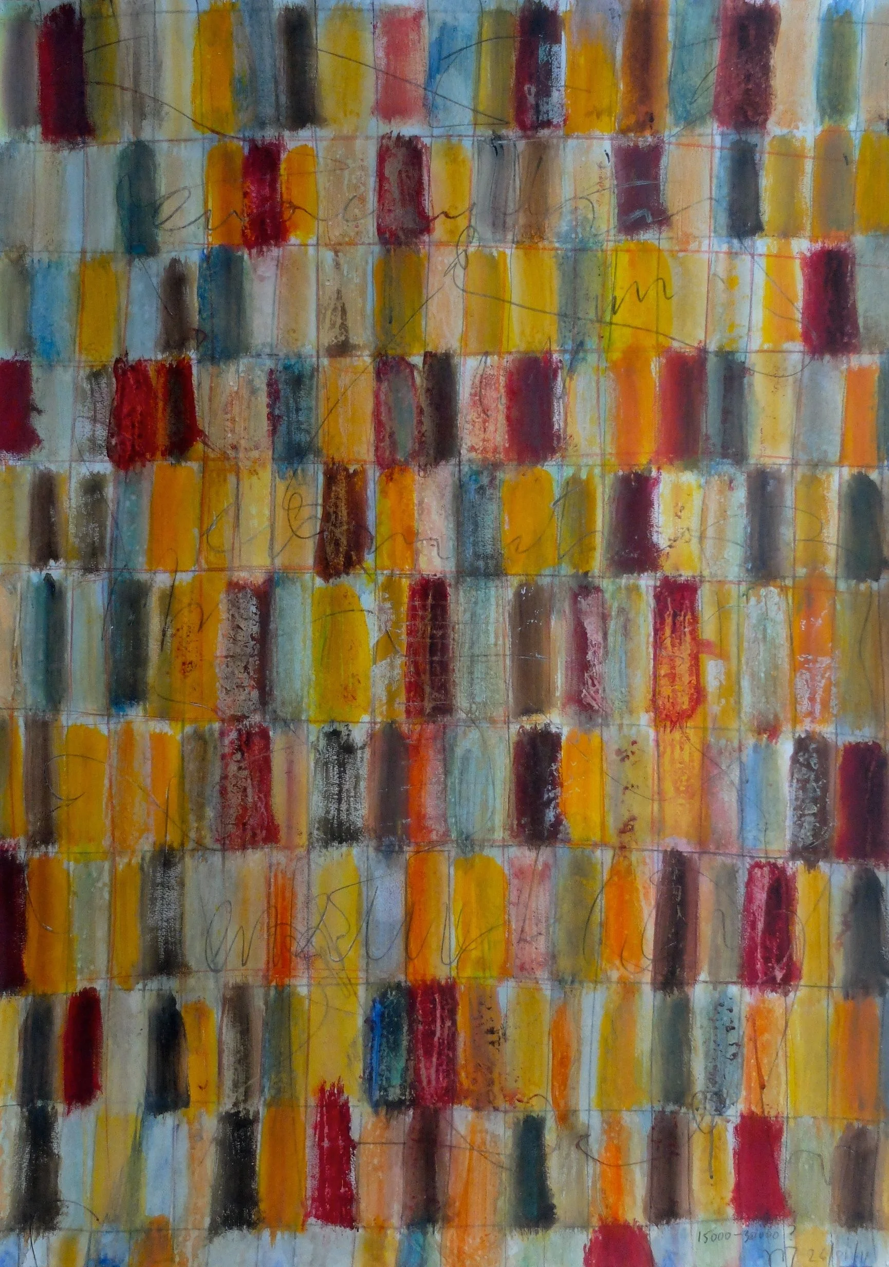 I was living in Cairo when the "arab revolution" erupted in January 2011. This has certainly influenced my work but the extraordinary light of Cairo has allowed my paintings to be as colorful as they have never been before. January 26, 15000? 30000?; acrylics on paper mounted on canvas; 110x79; 2011