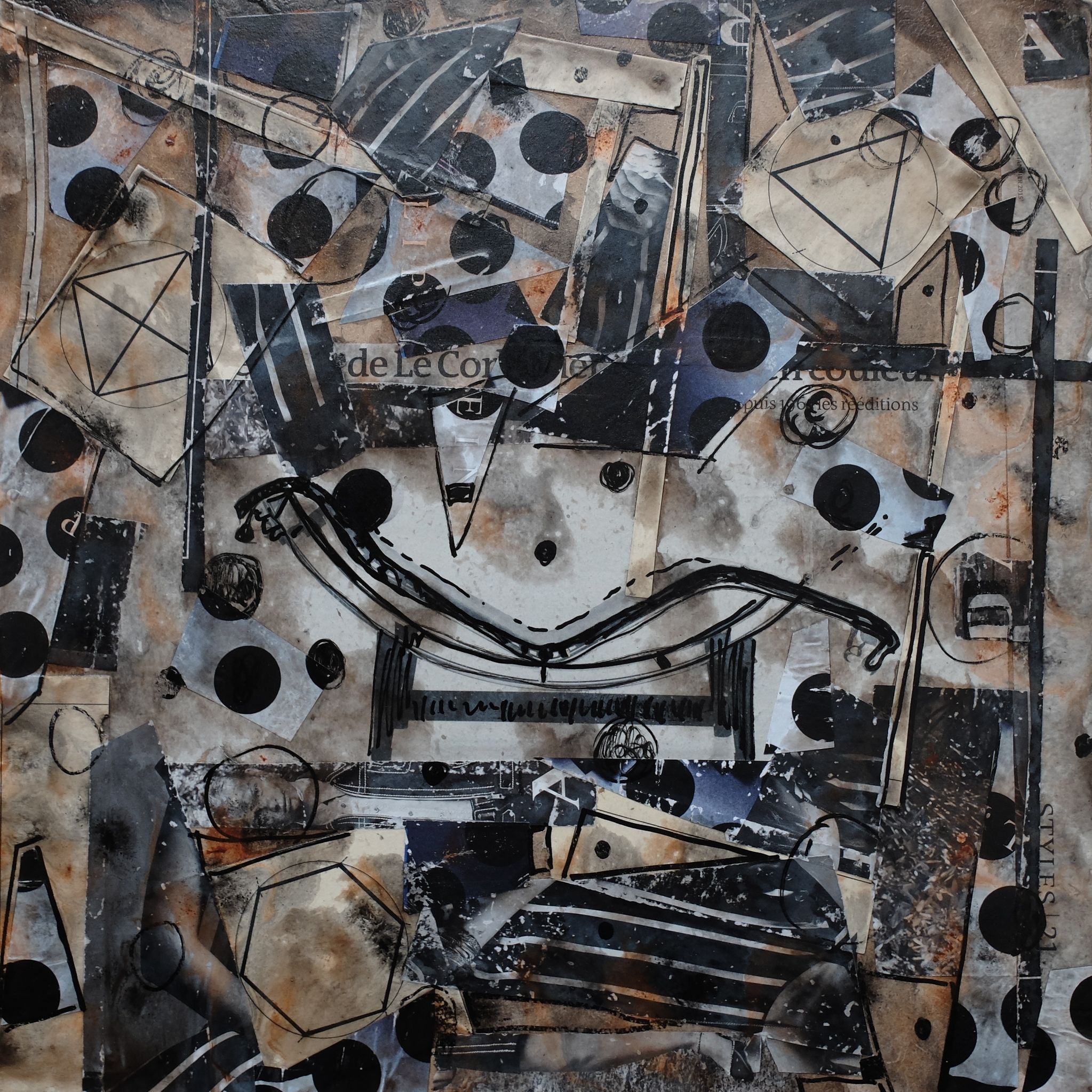  la chaise; mixed media on wood; 40x40; 2015 