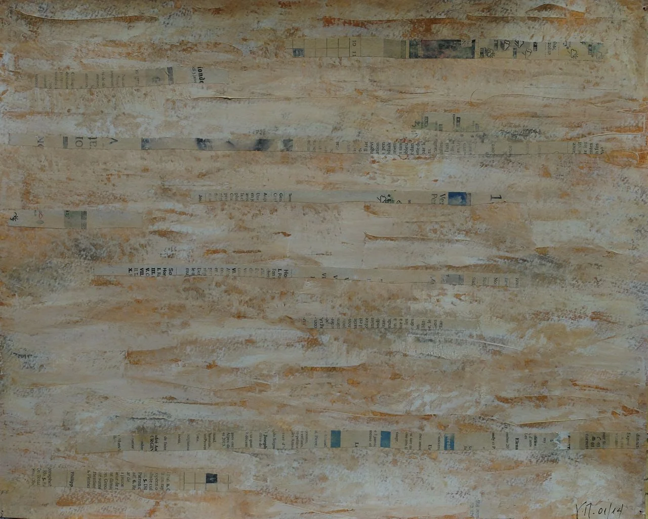  untitled; mixed media on paper mounted on canvas; 32x39; 2014 