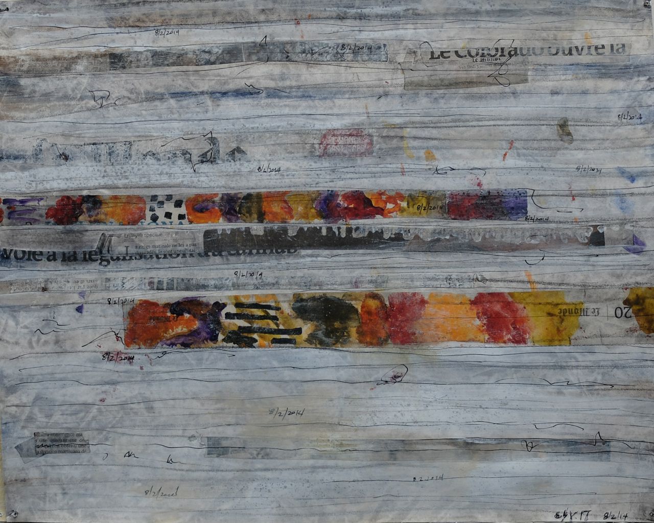  untitled; mixed media on paper mounted on canvas; 32x39; 2014 