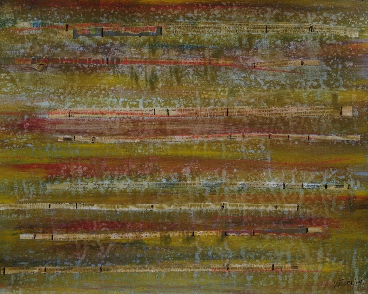  untitled; mixed media on paper mounted on canvas; 32x39; 2014 