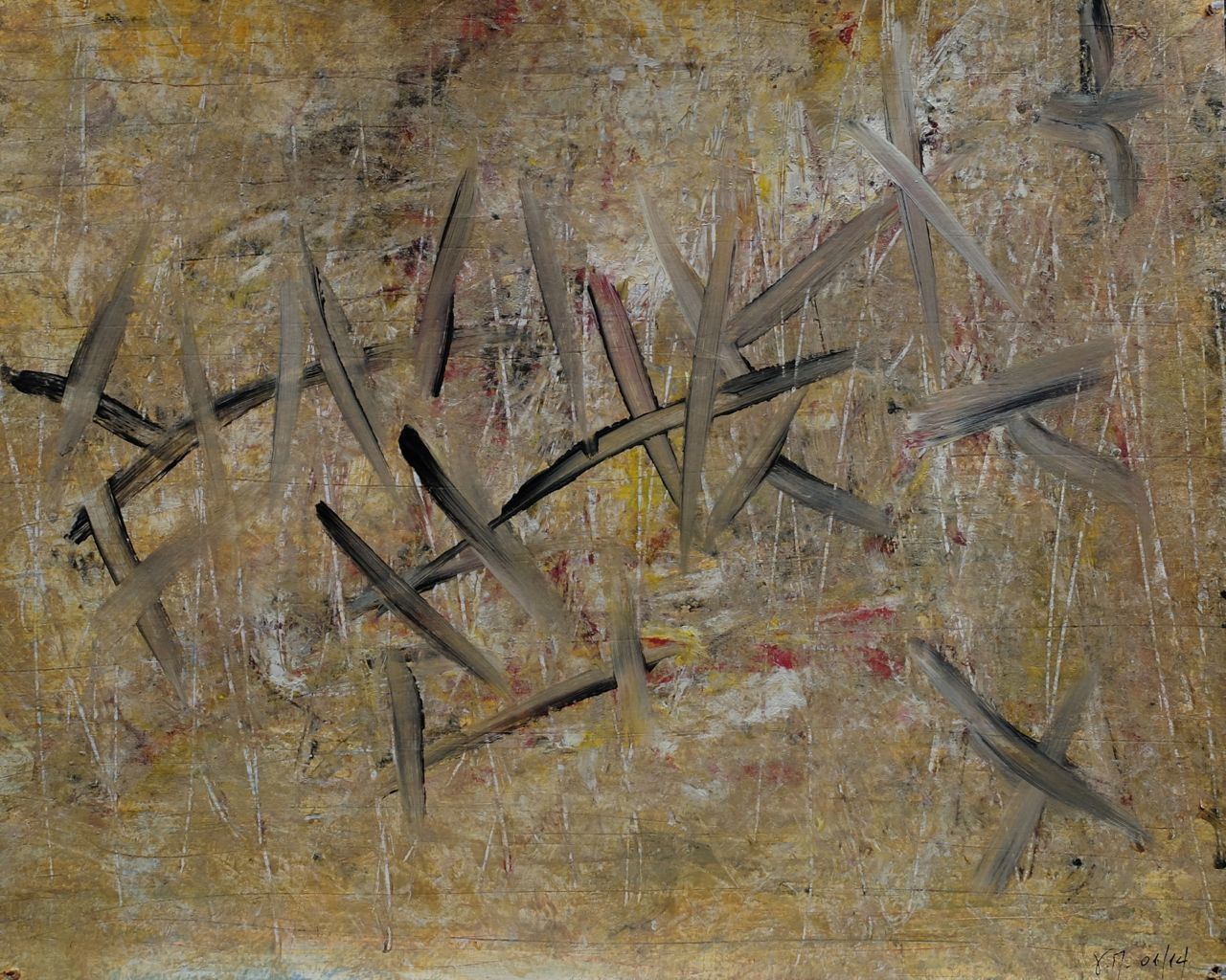  untitled; mixed media on paper mounted on canvas; 32x39; 2014 