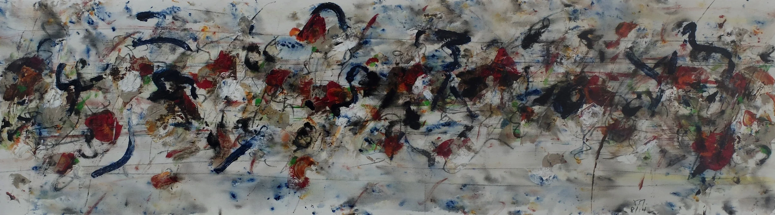 sans titre; 35x130; mixed media on canvas; 2014