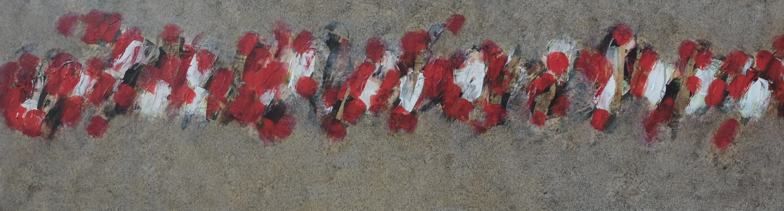 walk; 35x130; mixed media on canvas; 2014