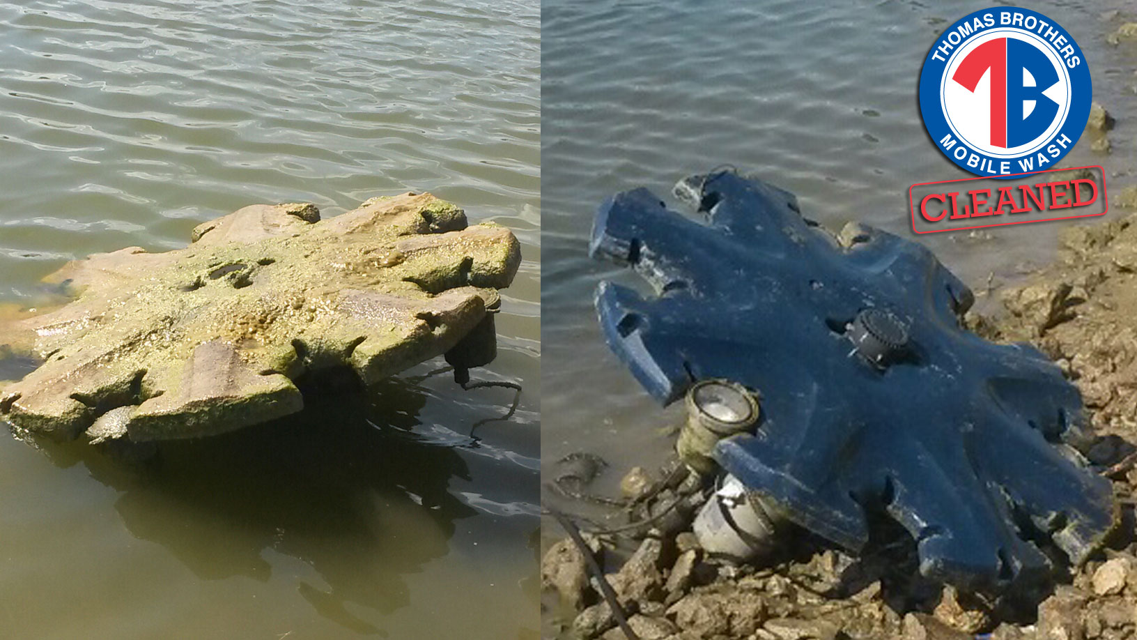 Power washed neighborhood pond filter
